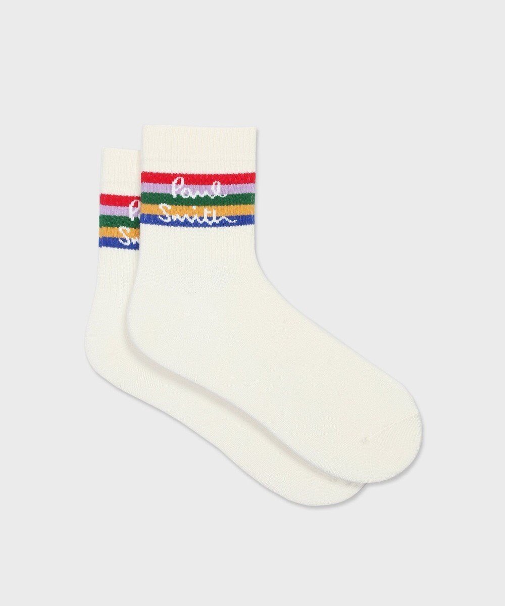 【ポールスミス/Paul Smith / MEN】のPaul Smith Logo ポップカラー ソックス インテリア・キッズ・メンズ・レディースファッション・服の通販 founy(ファニー) 　ファッション　Fashion　メンズファッション　Fashion for Men　シューズ・靴　Shoes　おすすめ　Recommended / Our Picks　ギフト プレゼント　Gift / Present　ソックス　Socks, Hosiery　ボーダー　Border, Stripe　オフホワイト|ID: prp329100004659841 ipo3291000000034615935