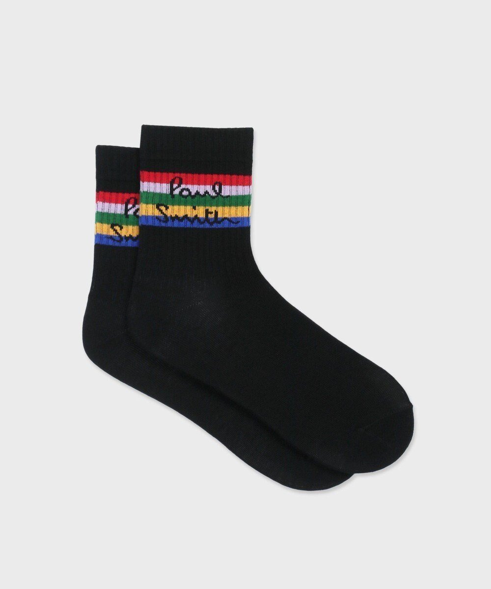 【ポールスミス/Paul Smith / MEN】のPaul Smith Logo ポップカラー ソックス インテリア・キッズ・メンズ・レディースファッション・服の通販 founy(ファニー) 　ファッション　Fashion　メンズファッション　Fashion for Men　シューズ・靴　Shoes　おすすめ　Recommended / Our Picks　ギフト プレゼント　Gift / Present　ソックス　Socks, Hosiery　ボーダー　Border, Stripe　ブラック|ID: prp329100004659841 ipo3291000000034615936