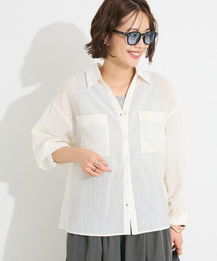 【クラフトスタンダードブティック/CRAFT STANDARD BOUTIQUE】のシアーシャツ インテリア・キッズ・メンズ・レディースファッション・服の通販 founy(ファニー) https://founy.com/ ファッション Fashion レディースファッション Fashion for Women トップス・カットソー Cut & Sew Tops シャツ・ブラウス・オフィスカジュアル Elegant Blouses & Button-Ups 春 Spring カフス Cuff Design スキッパー Skipper, Open Collar デニム Denim, Jeans Material バランス Balance, Style Balance ポケット Pocket, Pocket Detail ロング Long, Long-Length ワイド Wide, Wide Fit S/S・春夏 SS, Spring/Summer, Warm Season 夏 Summer 2025年 2025 2025春夏・S/S Spring/Summer 2025 SS25 |ID: prp329100004659852 ipo3291000000033723767