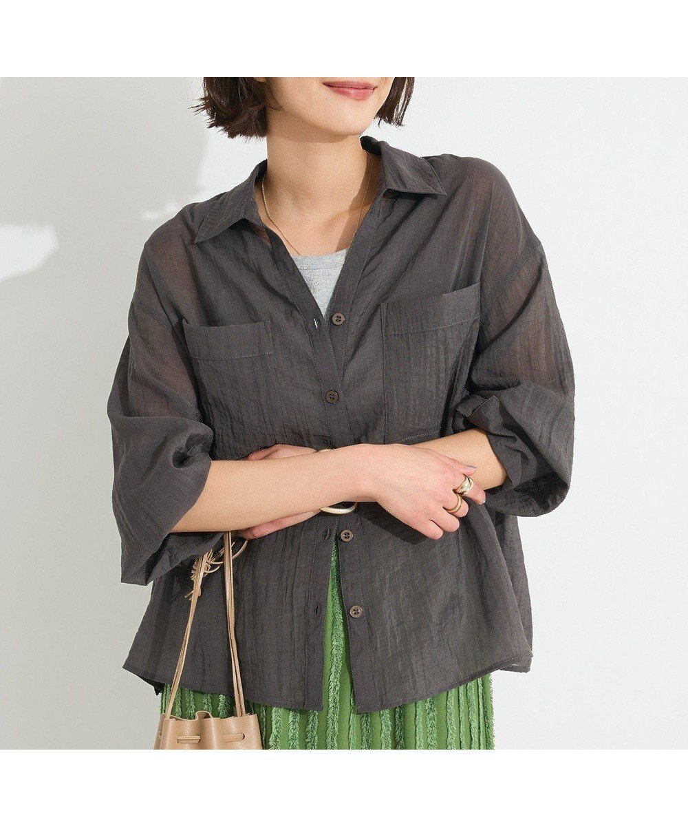 【クラフトスタンダードブティック/CRAFT STANDARD BOUTIQUE】のシアーシャツ インテリア・キッズ・メンズ・レディースファッション・服の通販 founy(ファニー) 　ファッション　Fashion　レディースファッション　Fashion for Women　トップス・カットソー　Cut & Sew Tops　シャツ・ブラウス・オフィスカジュアル　Elegant Blouses & Button-Ups　春　Spring　カフス　Cuff Design　スキッパー　Skipper, Open Collar　デニム　Denim, Jeans Material　バランス　Balance, Style Balance　ポケット　Pocket, Pocket Detail　ロング　Long, Long-Length　ワイド　Wide, Wide Fit　S/S・春夏　SS, Spring/Summer, Warm Season　夏　Summer　2025年　2025　2025春夏・S/S　Spring/Summer 2025 SS25　Charcoal Gray|ID: prp329100004659852 ipo3291000000033723771