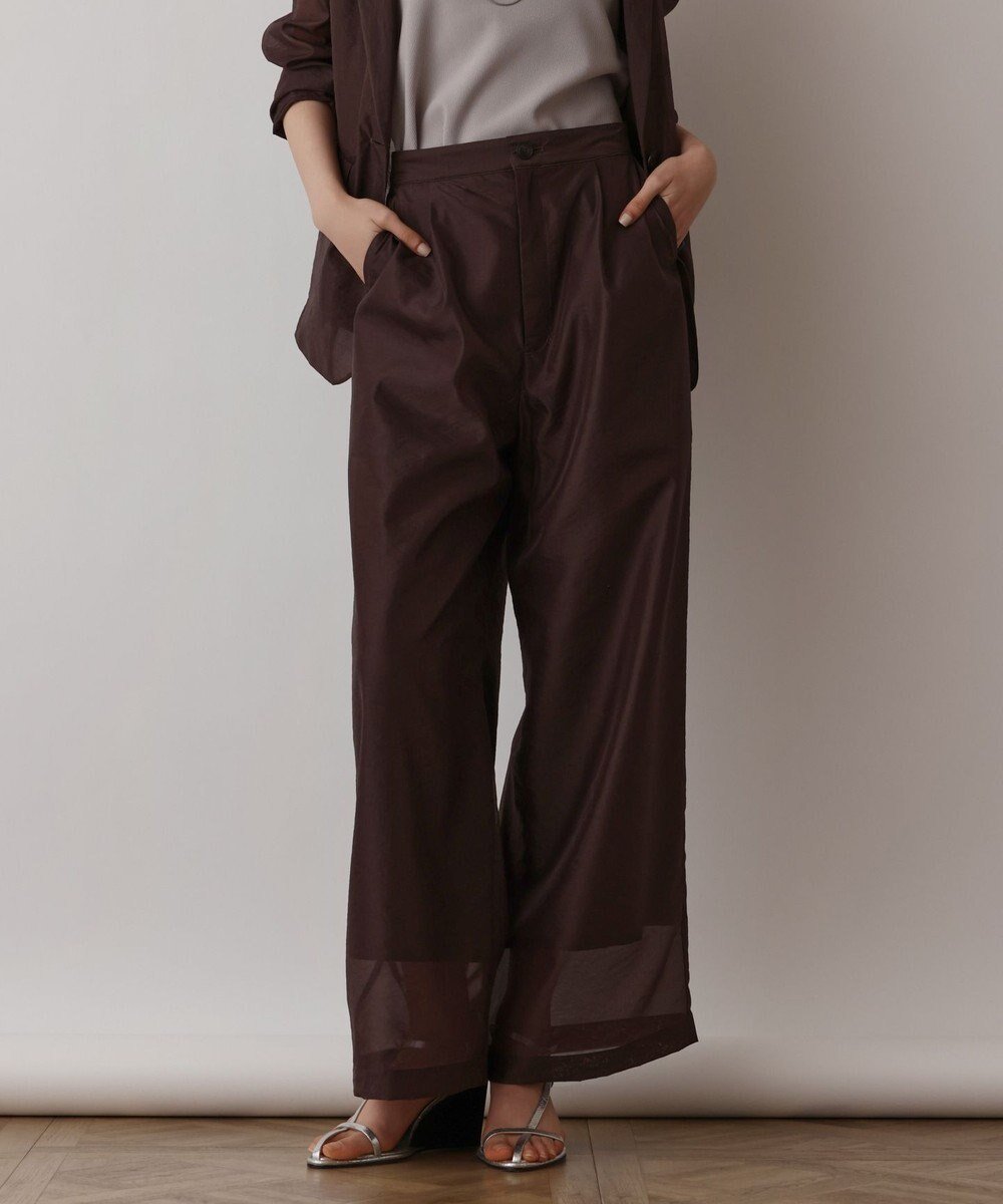 【グレース コンチネンタル/GRACE CONTINENTAL】のブライトシアーパンツ インテリア・キッズ・メンズ・レディースファッション・服の通販 founy(ファニー) 　ファッション　Fashion　レディースファッション　Fashion for Women　パンツ　Pants & Trousers　シアー　Sheer, See-Through　リラックス　Relax, Relaxed Fit　ルーズ　Loose, Oversized　ワイド　Wide, Wide Fit　ワッシャー　Washer, Crinkled Finish　夏　Summer　春　Spring　S/S・春夏　SS, Spring/Summer, Warm Season　ブラウン|ID: prp329100004659873 ipo3291000000033723877