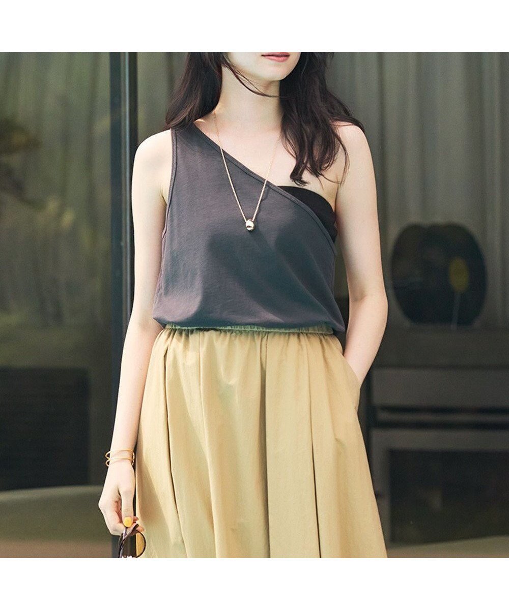 【23区/NIJYUSANKU】の【SLOW/一部店舗限定】ライトツイストコットン レイヤード タンクトップ インテリア・キッズ・メンズ・レディースファッション・服の通販 founy(ファニー) 　ファッション　Fashion　レディースファッション　Fashion for Women　トップス・カットソー　Cut & Sew Tops　シャツ・ブラウス・オフィスカジュアル　Elegant Blouses & Button-Ups　ロングTシャツ・Tシャツ　Longline T-Shirts & Tees　カットソー・ベーシックTシャツ　Cut-and-Sewn Tops / Stretch Tees & Basics　春　Spring　カットソー　Cut and Sewn Top　シアー　Sheer, See-Through　ショルダー　Shoulder, Shoulder Strap　スリーブ　Sleeve, Long Sleeve / Short Sleeve　タンク　Tank Top, Sleeveless Top　ブルゾン　Blouson, Bomber Jacket　S/S・春夏　SS, Spring/Summer, Warm Season　おすすめ　Recommended / Our Picks　夏　Summer　2025年　2025　2025春夏・S/S　Spring/Summer 2025 SS25　グレー系|ID: prp329100004660185 ipo3291000000033725479