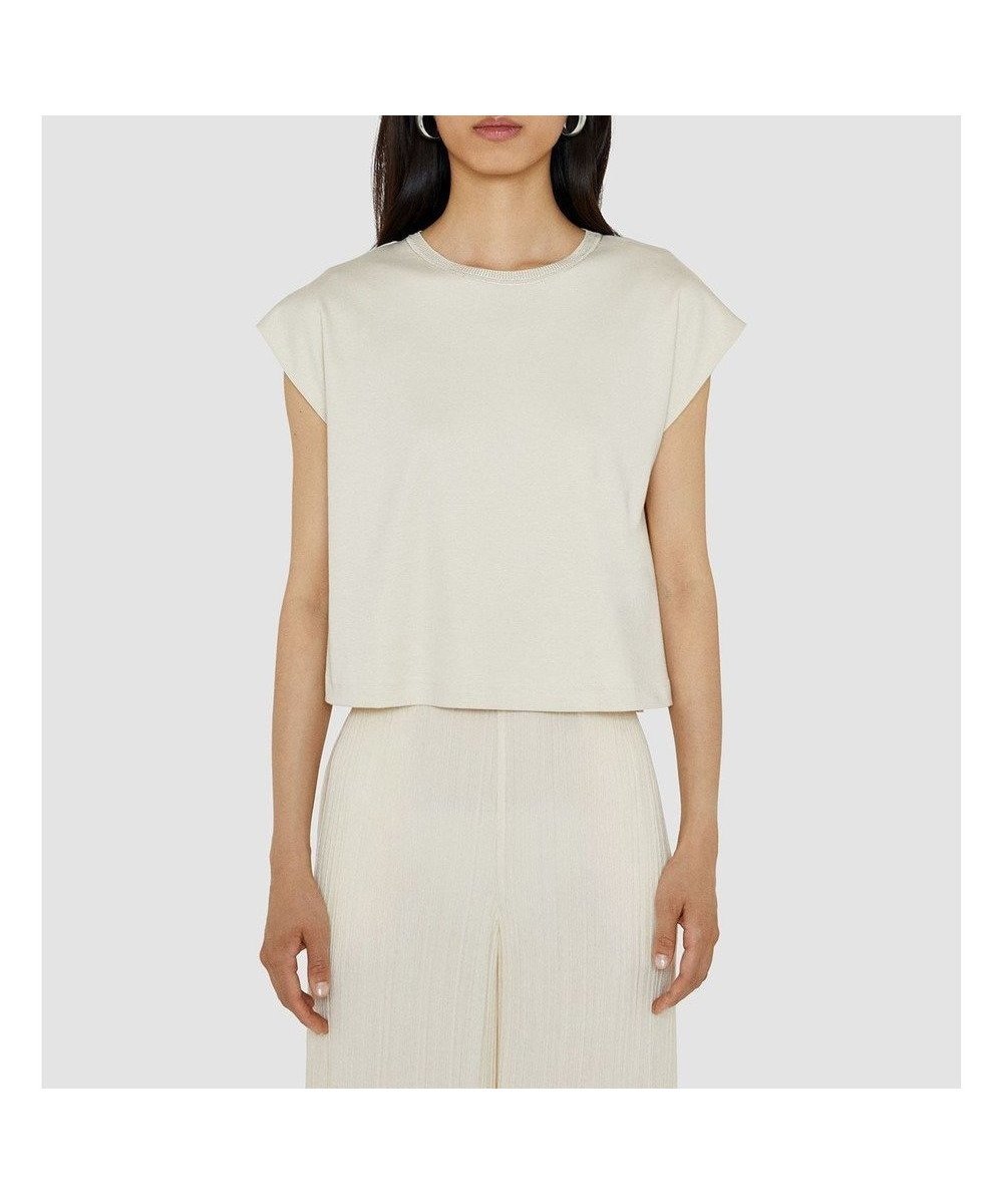 【ジョゼフ/JOSEPH】の【洗える】ポプリンジャージー キャップスリーブティーシャツ インテリア・キッズ・メンズ・レディースファッション・服の通販 founy(ファニー) 　ファッション　Fashion　レディースファッション　Fashion for Women　トップス・カットソー　Cut & Sew Tops　シャツ・ブラウス・オフィスカジュアル　Elegant Blouses & Button-Ups　ロングTシャツ・Tシャツ　Longline T-Shirts & Tees　カットソー・ベーシックTシャツ　Cut-and-Sewn Tops / Stretch Tees & Basics　カットソー　Cut and Sewn Top　ギャザー　Gathered, Ruffled　フィット　Fit, Slim Fit　リラックス　Relax, Relaxed Fit　夏　Summer　春　Spring　S/S・春夏　SS, Spring/Summer, Warm Season　洗える　Machine Washable　Seashell|ID: prp329100004660198 ipo3291000000033725526