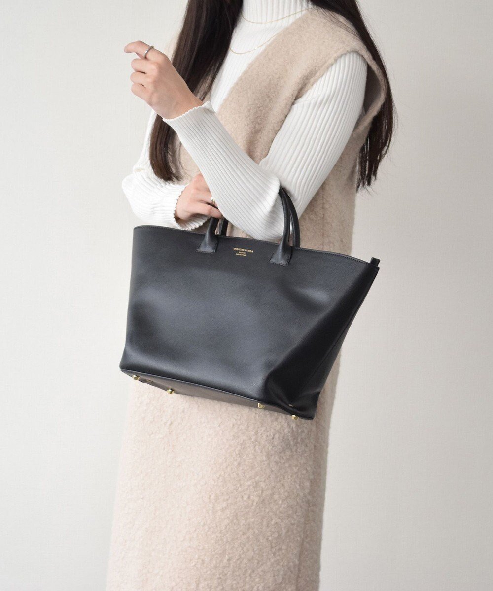 【インター ショシュール/INTER-CHAUSSURES】の【CHRISTIAN VILLA】ラージサイズレザーハンドバッグ インテリア・キッズ・メンズ・レディースファッション・服の通販 founy(ファニー) ファッション Fashion レディースファッション Fashion for Women バッグ Bags おすすめ Recommended / Our Picks イタリア Italy ビジネス 仕事 通勤 Business / Work / Commuting ブラック|ID: prp329100004660265 ipo3291000000033725801