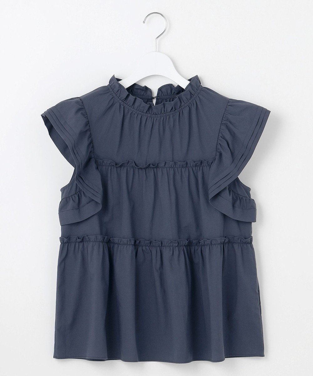 【フェルゥ/Feroux】の【洗える】ペプラムシルエットフリルブラウス インテリア・キッズ・メンズ・レディースファッション・服の通販 founy(ファニー) 　ファッション　Fashion　レディースファッション　Fashion for Women　トップス・カットソー　Cut & Sew Tops　シャツ・ブラウス・オフィスカジュアル　Elegant Blouses & Button-Ups　ギャザー　Gathered, Ruffled　シンプル　Simple, Minimal　デニム　Denim, Jeans Material　フェミニン　Feminine, Girly　フリル　Frill, Ruffle　フレア　Flare, Flared　ベーシック　Basic, Essential　ペプラム　Peplum, Flared Hem　ボトム　Bottoms, Lower Wear　ロマンティック　Romantic, Feminine Style　ワイド　Wide, Wide Fit　エレガント 上品　Elegant　夏　Summer　春　Spring　S/S・春夏　SS, Spring/Summer, Warm Season　洗える　Machine Washable　ネイビー系|ID: prp329100004660284 ipo3291000000033725880