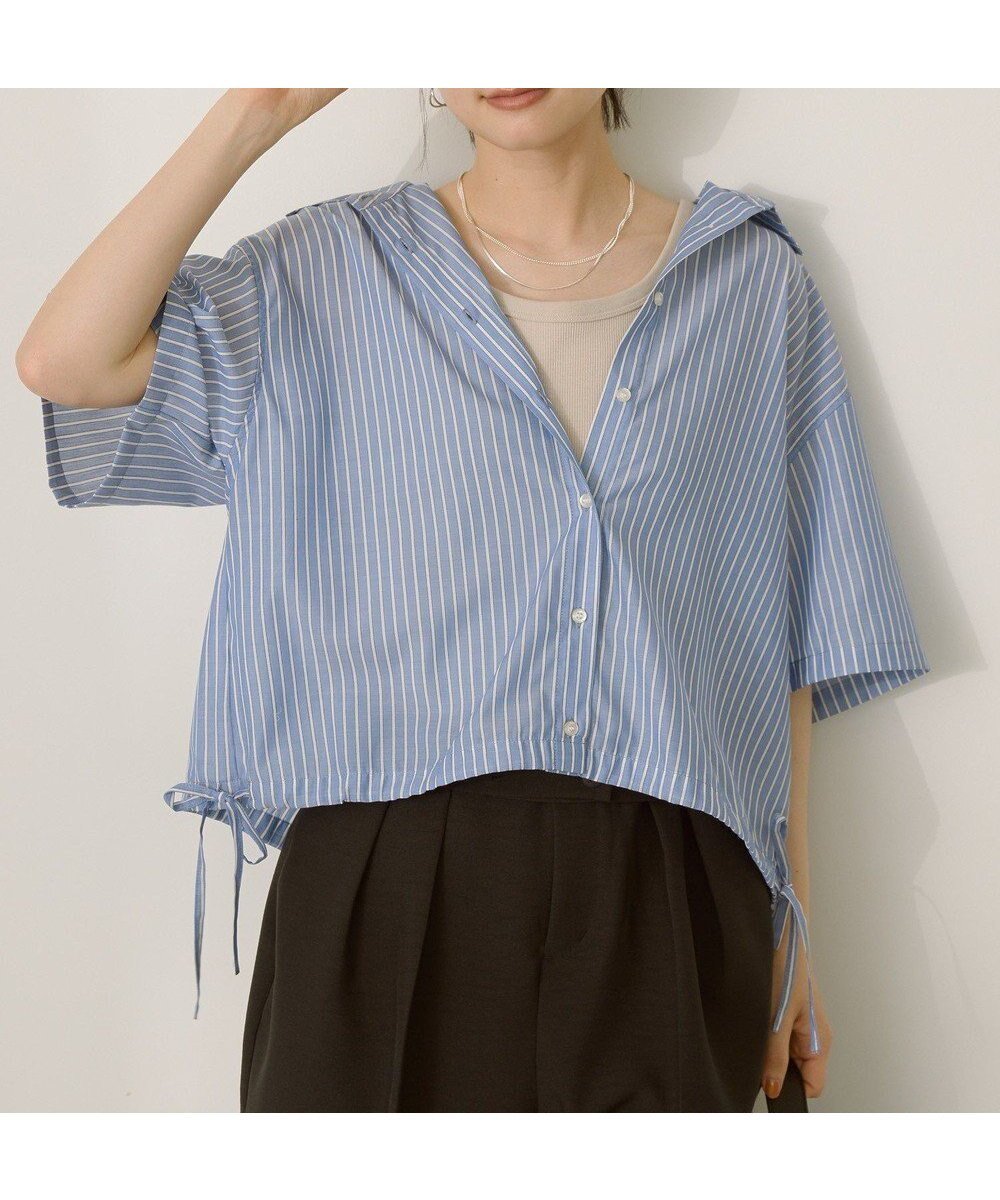 【アメリカンホリック/AMERICAN HOLIC】のT/Rキュプラ ドロストヘムシャツ インテリア・キッズ・メンズ・レディースファッション・服の通販 founy(ファニー) 　ファッション　Fashion　レディースファッション　Fashion for Women　トップス・カットソー　Cut & Sew Tops　シャツ・ブラウス・オフィスカジュアル　Elegant Blouses & Button-Ups　おすすめ　Recommended / Our Picks　キュプラ　Cupro, Eco Fabric　ボトム　Bottoms, Lower Wear　ポケット　Pocket, Pocket Detail　ロング　Long, Long-Length　ワイド　Wide, Wide Fit　夏　Summer　春　Spring　S/S・春夏　SS, Spring/Summer, Warm Season　Stripe Blue|ID: prp329100004660331 ipo3291000000033726053