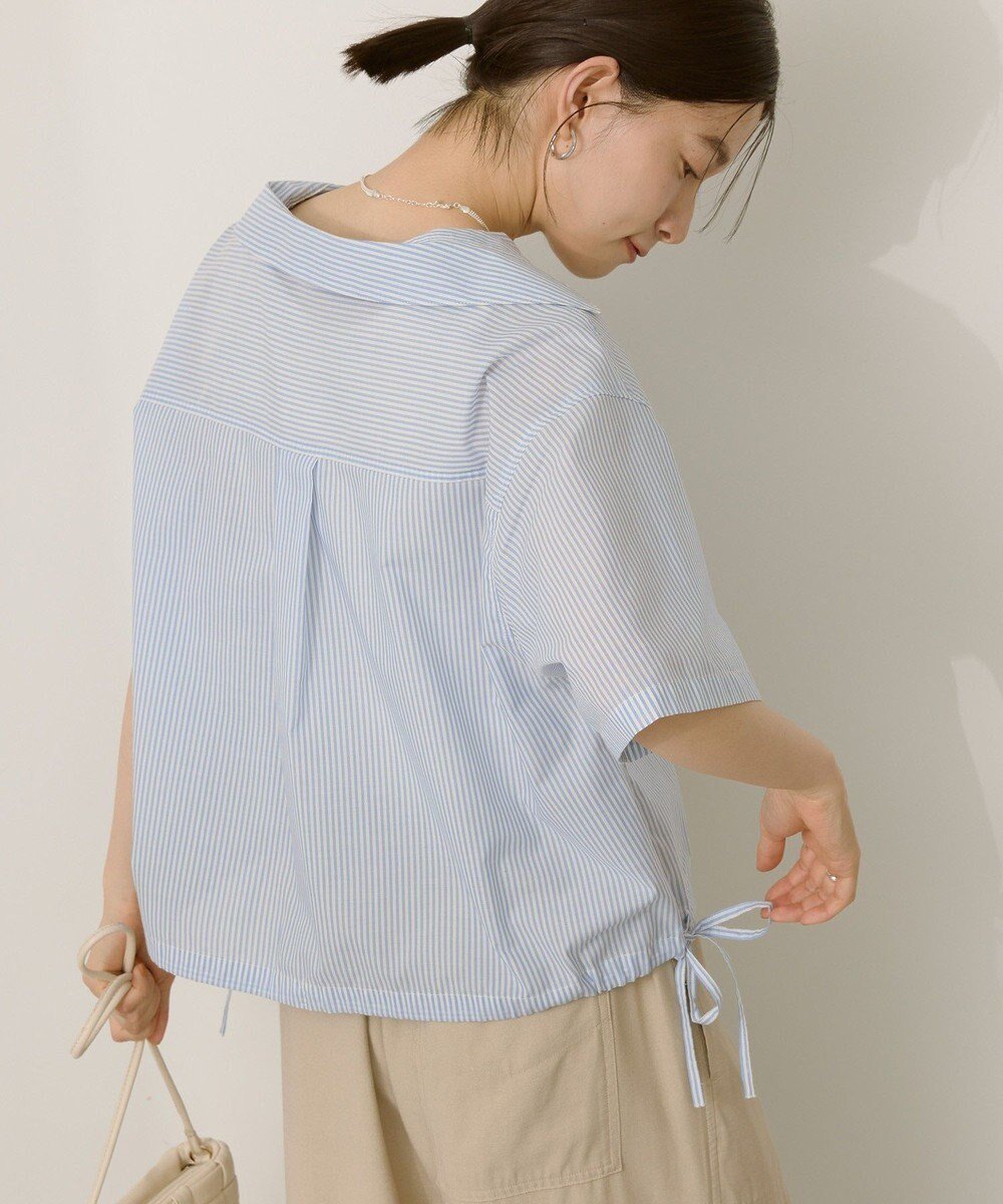 【アメリカンホリック/AMERICAN HOLIC】のT/Rキュプラ ドロストヘムシャツ インテリア・キッズ・メンズ・レディースファッション・服の通販 founy(ファニー) 　ファッション　Fashion　レディースファッション　Fashion for Women　トップス・カットソー　Cut & Sew Tops　シャツ・ブラウス・オフィスカジュアル　Elegant Blouses & Button-Ups　おすすめ　Recommended / Our Picks　キュプラ　Cupro, Eco Fabric　ボトム　Bottoms, Lower Wear　ポケット　Pocket, Pocket Detail　ロング　Long, Long-Length　ワイド　Wide, Wide Fit　夏　Summer　春　Spring　S/S・春夏　SS, Spring/Summer, Warm Season　Stripe Sax|ID: prp329100004660331 ipo3291000000033726054