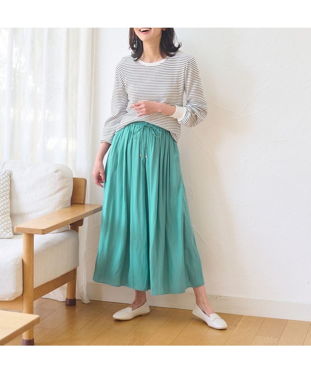 【エニー/ANY】の【洗濯機可能・ウエストゴム】リラックススカーチョ インテリア・キッズ・メンズ・レディースファッション・服の通販 founy(ファニー)  ファッション Fashion レディースファッション Fashion for Women パンツ Pants & Trousers サテン Satin, Glossy Fabric ドレープ Drape, Draping Fabric ポケット Pocket, Pocket Detail リラックス Relax, Relaxed Fit ワイド Wide, Wide Fit 夏 Summer 春 Spring S/S・春夏 SS, Spring/Summer, Warm Season 楽ちん Easy Fit, Comfortable ターコイズグリーン|ID: prp329100004660409 ipo3291000000034317650