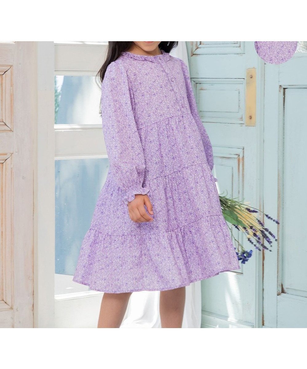 【組曲 / KIDS/KUMIKYOKU】の【110-140㎝】Tiny Rose ワンピース インテリア・キッズ・メンズ・レディースファッション・服の通販 founy(ファニー) 　ファッション　Fashion　キッズファッション　Fashion for Kids　ワンピース　Dresses　プリント　Print, Printed Pattern　ラベンダー　Lavender　楽ちん　Easy Fit, Comfortable　秋　Autumn　A/W・秋冬　Autumn/Winter　ラベンダー|ID: prp329100004660432 ipo3291000000033726496