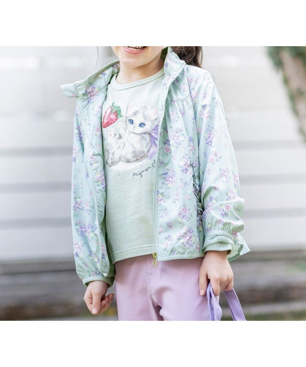 【エニィ/ANY / KIDS】の裾ペプラム 花柄 ブルゾン インテリア・キッズ・メンズ・レディースファッション・服の通販 founy(ファニー) ファッション Fashion キッズファッション Fashion for Kids アウター Coat Outerwear /Kids ジャケット Jacket, Outerwear チャーム Charm, Pendant ブルゾン Blouson, Bomber Jacket ペプラム Peplum, Flared Hem ポケット Pocket, Pocket Detail リボン Ribbon, Bow エレガント 上品 Elegant 夏 Summer 春 Spring S/S・春夏 SS, Spring/Summer, Warm Season ミント系|ID: prp329100004660453 ipo3291000000034347639
