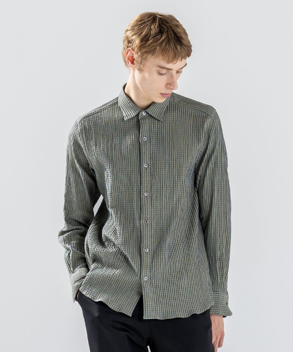 【ジョゼフ オム/JOSEPH HOMME / MEN】の新素材【ドライタッチ/ストレッチ】ドライコットンドビー レギュラーカラーシャツ インテリア・キッズ・メンズ・レディースファッション・服の通販 founy(ファニー) 　ファッション　Fashion　メンズファッション　Fashion for Men　トップス・カットソー　Cut & Sew Tops　メンズシャツ　Shirts　インナー　Innerwear　シェイプ　Shape, Slim Fit　シンプル　Simple, Minimal　ストレッチ　Stretch, Stretchy Fabric　チェック　Check, Plaid, Tartan　ポケット　Pocket, Pocket Detail　定番　Standard, Basic Item　A/W・秋冬　Autumn/Winter　羽織　Haori, Light Jacket　長袖　Long Sleeve, Full Sleeve　ダークグリーン系|ID: prp329100004660471 ipo3291000000034188244