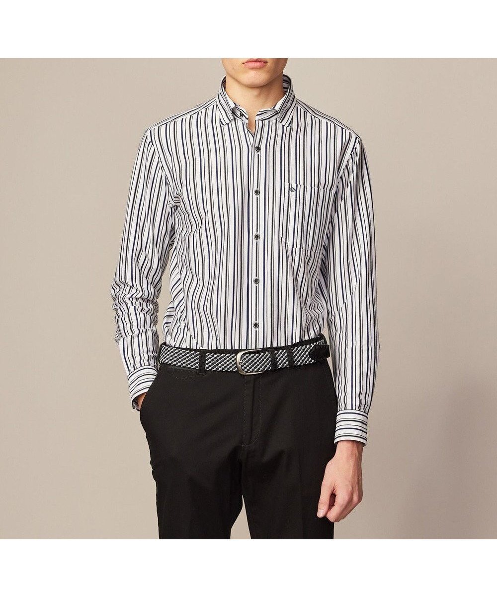 【ジョセフ アブード/JOSEPH ABBOUD / MEN】の【ストレッチで快適な着心地・イージーケア】ランダムストライプ ジャージー シャツ インテリア・キッズ・メンズ・レディースファッション・服の通販 founy(ファニー) 　ファッション　Fashion　メンズファッション　Fashion for Men　トップス・カットソー　Cut & Sew Tops　メンズシャツ　Shirts　ウォッシュ　Washed Finish　ストライプ　Stripe, Striped Pattern　ストレッチ　Stretch, Stretchy Fabric　フィット　Fit, Slim Fit　ランダム　Random, Irregular　リラックス　Relax, Relaxed Fit　夏　Summer　春　Spring　S/S・春夏　SS, Spring/Summer, Warm Season　ダルブルー系1|ID: prp329100004660479 ipo3291000000035490937