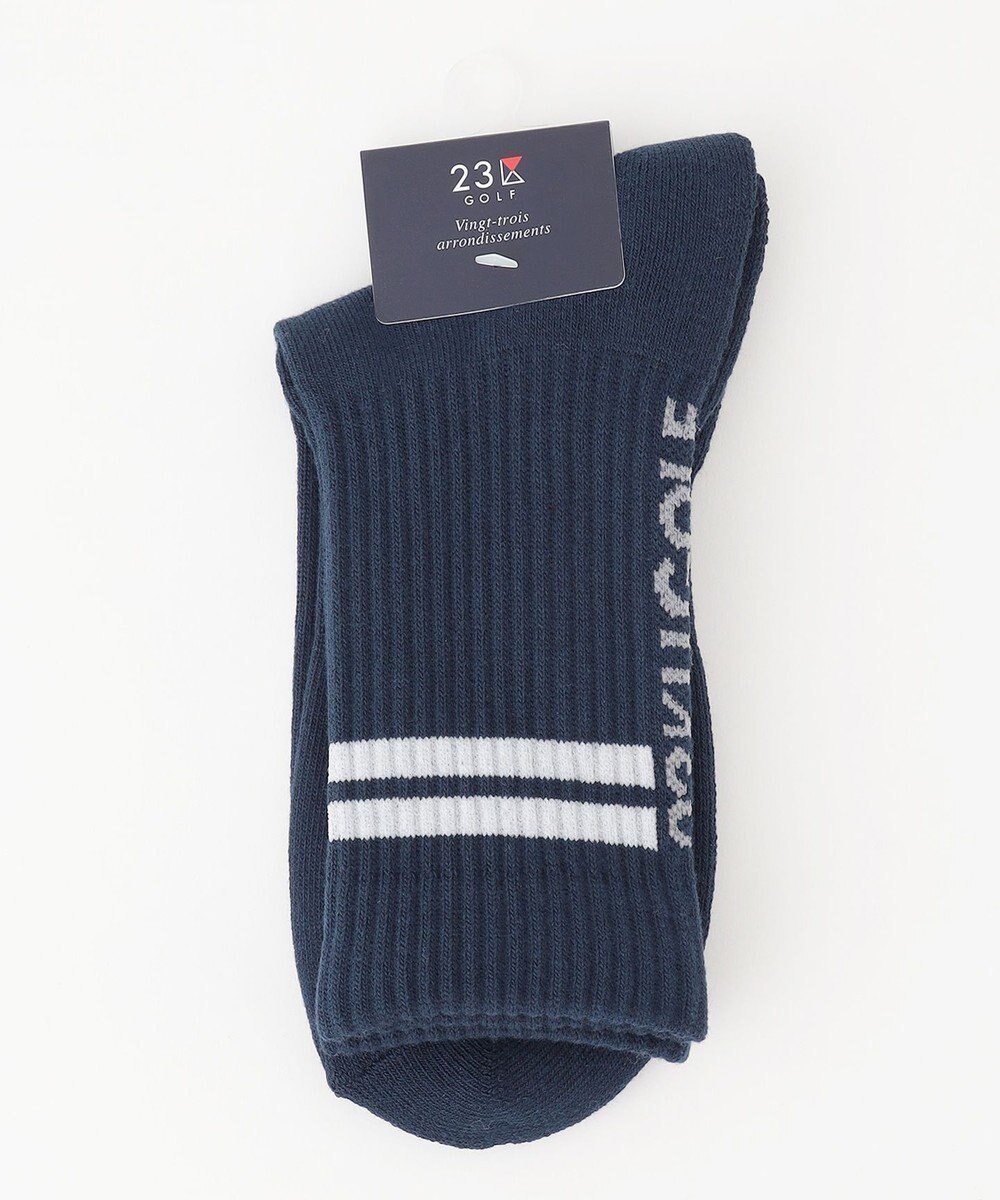 【23区 ゴルフ/23区GOLF / MEN】の【MEN】ロゴライン 18センチ丈ソックス インテリア・キッズ・メンズ・レディースファッション・服の通販 founy(ファニー) 　ファッション　Fashion　メンズファッション　Fashion for Men　シューズ・靴　Shoes　スポーティ　Sporty, Casual Athletic　ソックス　Socks, Hosiery　ベーシック　Basic, Essential　ネイビー系|ID: prp329100004660506 ipo3291000000033726762