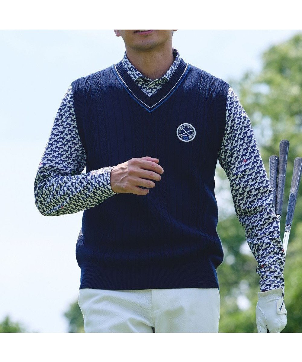 【23区 ゴルフ/23区GOLF / MEN】の【MEN】【ウォッシャブル】コットンブレンドニットベスト インテリア・キッズ・メンズ・レディースファッション・服の通販 founy(ファニー) 　ファッション　Fashion　メンズファッション　Fashion for Men　トップス・カットソー　Cut & Sew Tops　ニット・セーター / 定番トップス　Knit Tops & Sweaters　ベスト・ジレ　Vests & Gilets　ゴルフ　Golf　アクリル　Acrylic Material　ウォッシャブル　Machine Washable　セーター　Sweater, Knitwear　ベスト　Vest, Waistcoat　ベーシック　Basic, Essential　A/W・秋冬　Autumn/Winter　ネイビー系|ID: prp329100004660507 ipo3291000000034210628
