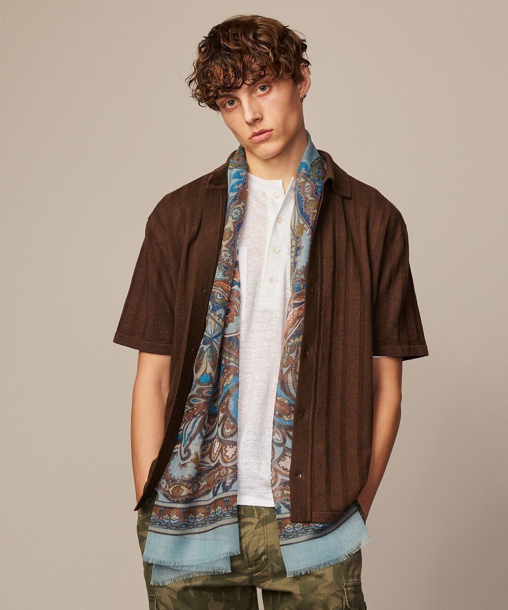 【ジョセフ アブード/JOSEPH ABBOUD / MEN】の【V.FRAAS】ビッグペイズリーパターン ストール インテリア・キッズ・メンズ・レディースファッション・服の通販 founy(ファニー) 　ファッション　Fashion　メンズファッション　Fashion for Men　ショール　Shawl, Wrap　ストール　Stole, Wrap　ペイズリー　Paisley, Ethnic Pattern　マフラー　Scarf, Muffler　夏　Summer　春　Spring　S/S・春夏　SS, Spring/Summer, Warm Season　サックスブルー系5|ID: prp329100004660535 ipo3291000000033726970