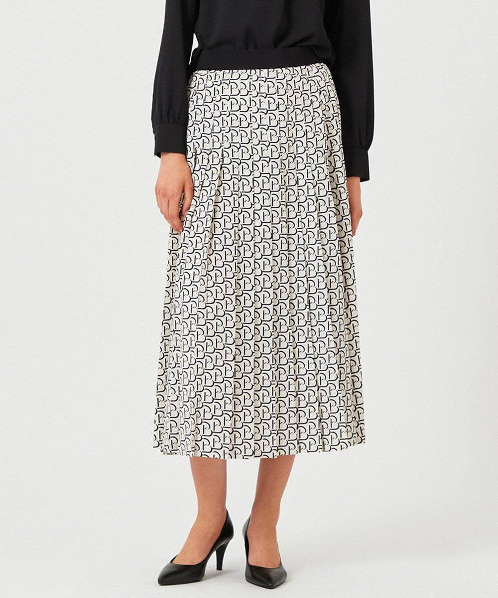 【ベイジ,/BEIGE,】のMONT THABOR / ロゴスカート インテリア・キッズ・メンズ・レディースファッション・服の通販 founy(ファニー) 　ファッション　Fashion　レディースファッション　Fashion for Women　スカート　Skirts　プリーツスカート / 上品フェミニンスタイル　Pleated Skirts　シルク　Silk, 100% Silk　シンプル　Simple, Minimal　ドレープ　Drape, Draping Fabric　パターン　Pattern, Design Print　プリーツ　Pleats, Pleated　モノトーン　Monotone, Black and White　エレガント 上品　Elegant　夏　Summer　S/S・春夏　SS, Spring/Summer, Warm Season　A/W・秋冬　Autumn/Winter　Ecru×Black|ID: prp329100004660673 ipo3291000000034304986