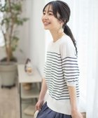 【エニィ スィス/any SiS】の【接触冷感・UVケア】フロント切替 プルオーバー オフ×ネイビーボーダー|ID: prp329100004660687 ipo3291000000034355434