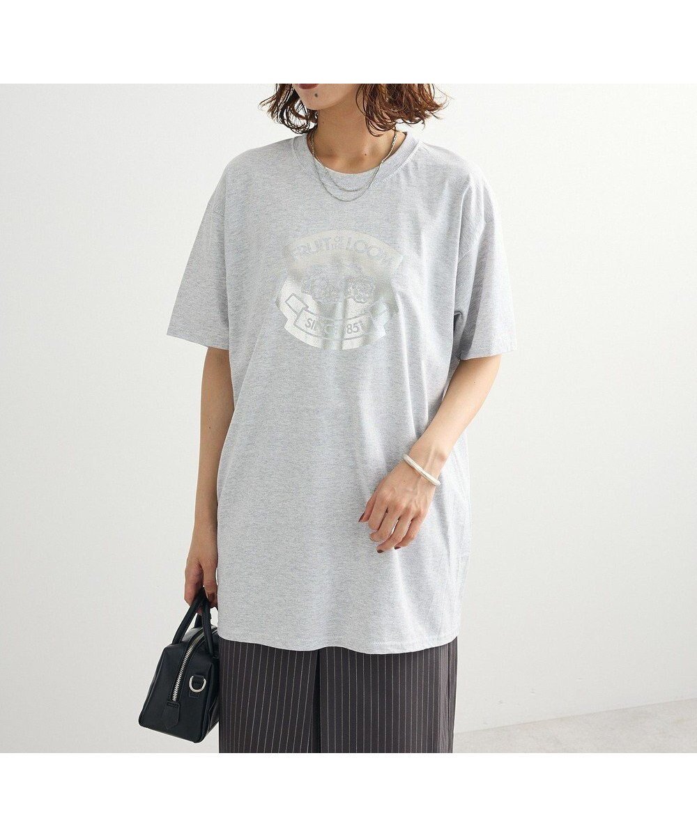 【グリーンパークス/Green Parks】のFRUIT OF THE LOOM 箔ロゴptTEE インテリア・キッズ・メンズ・レディースファッション・服の通販 founy(ファニー) 　ファッション　Fashion　レディースファッション　Fashion for Women　トップス・カットソー　Cut & Sew Tops　シャツ・ブラウス・オフィスカジュアル　Elegant Blouses & Button-Ups　ロングTシャツ・Tシャツ　Longline T-Shirts & Tees　カットソー・ベーシックTシャツ　Cut-and-Sewn Tops / Stretch Tees & Basics　おすすめ　Recommended / Our Picks　カットソー　Cut and Sewn Top　プリント　Print, Printed Pattern　ベーシック　Basic, Essential　ポケット　Pocket, Pocket Detail　A/W・秋冬　Autumn/Winter　Gray Mixture|ID: prp329100004660699 ipo3291000000033727718