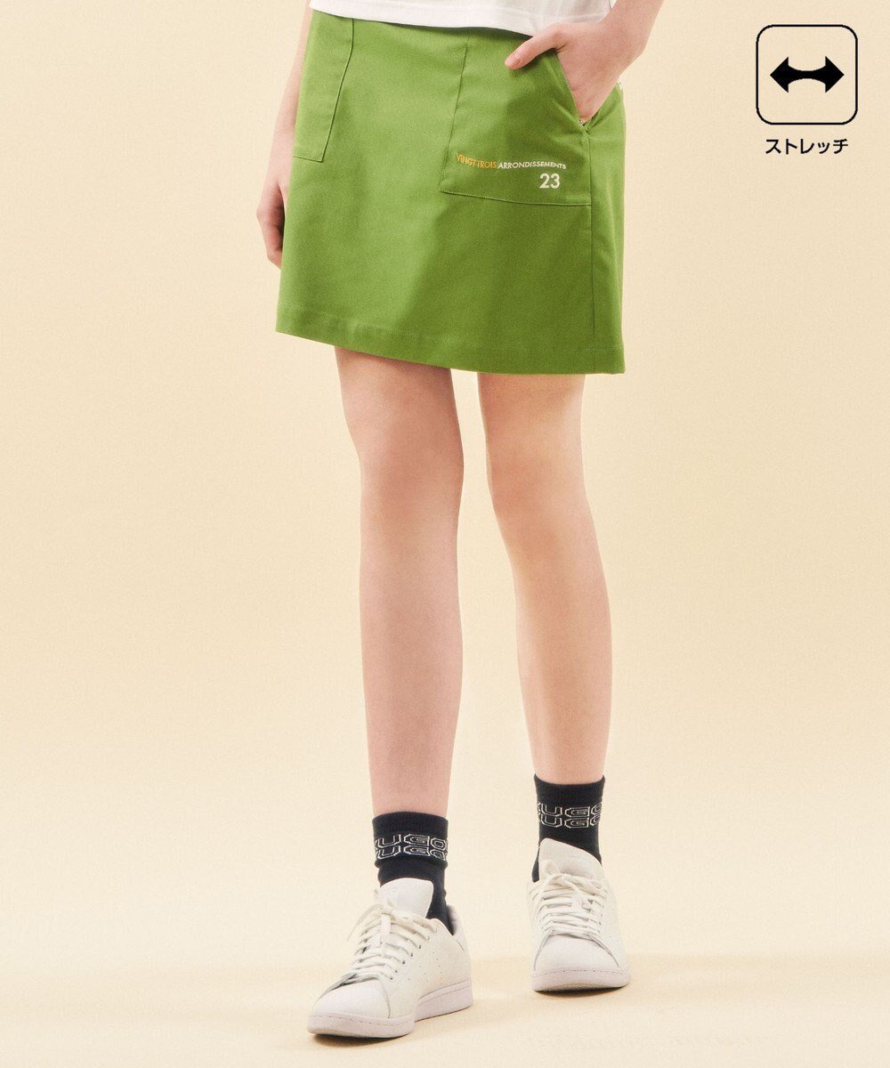 【23区 ゴルフ/NIJYUSANKU GOLF】の【WOMEN】【ストレッチ】アポロックスカート インテリア・キッズ・メンズ・レディースファッション・服の通販 founy(ファニー) 　ファッション　Fashion　レディースファッション　Fashion for Women　スカート　Skirts　オレンジ　Orange　春　Spring　ストレッチ　Stretch, Stretchy Fabric　台形　A-Line, Trapezoid Shape　バランス　Balance, Style Balance　パッチ　Patch, Appliqué　ベーシック　Basic, Essential　ポケット　Pocket, Pocket Detail　S/S・春夏　SS, Spring/Summer, Warm Season　夏　Summer　グリーン系|ID: prp329100004660703 ipo3291000000033727735