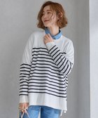 【23区/NIJYUSANKU】の【洗える】プレミアムビオコットン ビッグシルエット ニット オフホワイトxネイビーボーダー|ID: prp329100004660722 ipo3291000000033727818