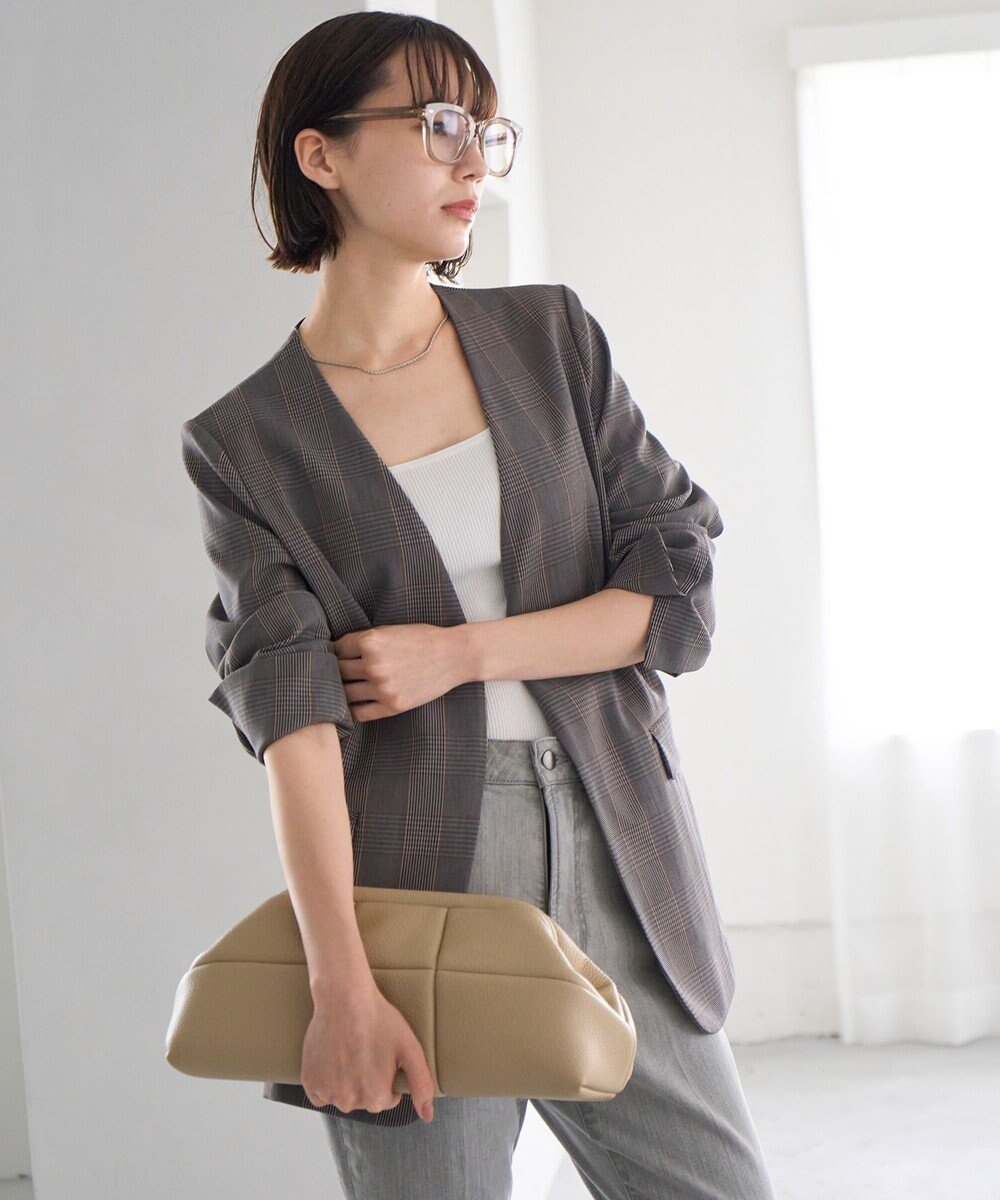 【アンフィーロ 自由区/UNFILO】のTENNEN TOUCH ノーカラージャケット インテリア・キッズ・メンズ・レディースファッション・服の通販 founy(ファニー) 　ファッション　Fashion　レディースファッション　Fashion for Women　アウター　Coat / Outerwear Collection　レディースジャケット・軽アウター　Jackets　ノーカラージャケット / シンプル上品コーデ　Collarless Jackets　ウォッシャブル　Machine Washable　春　Spring　ジャケット　Jacket, Outerwear　ストレッチ　Stretch, Stretchy Fabric　セットアップ　Set-Up, Coordinated Outfit　チェック　Check, Plaid, Tartan　フロント　Front, Front Design　ワイド　Wide, Wide Fit　S/S・春夏　SS, Spring/Summer, Warm Season　おすすめ　Recommended / Our Picks　夏　Summer　[NEW]チェック|ID: prp329100004660727 ipo3291000000035671473