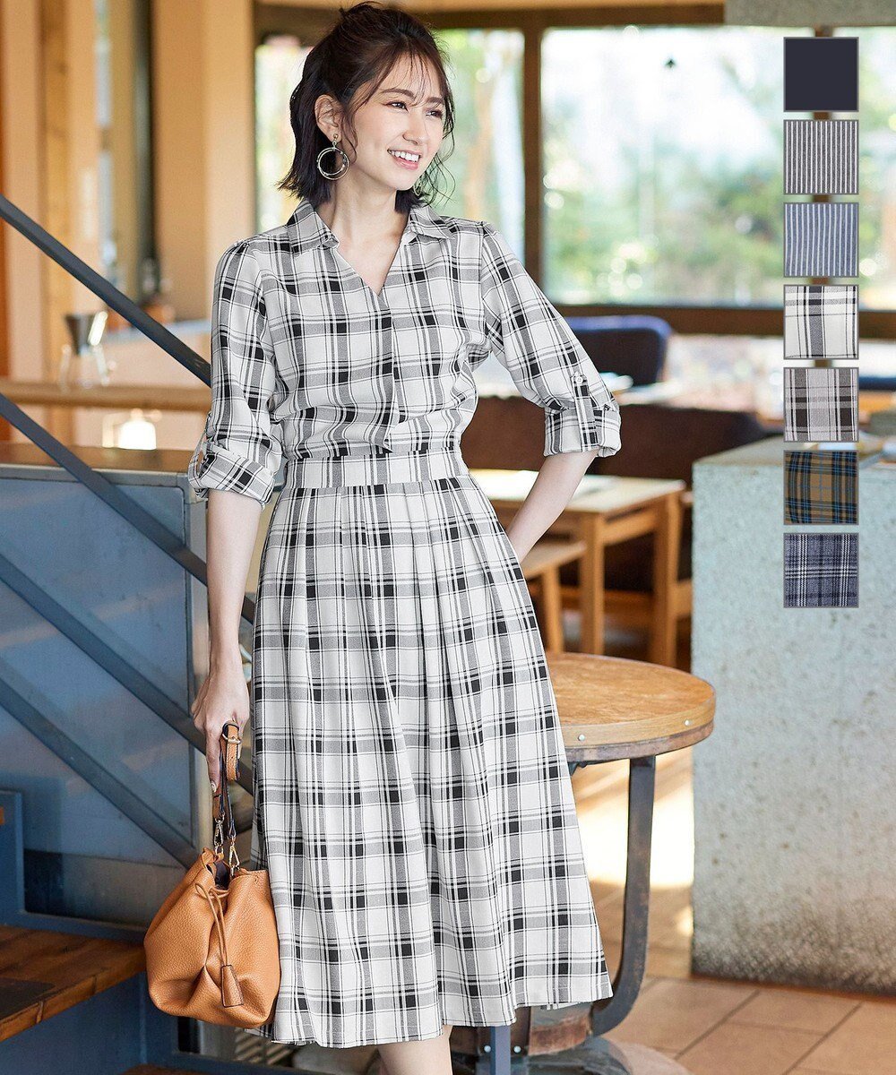 【ティアクラッセ/Tiaclasse】の【洗える】小顔効果も期待できるスキッパーシャツワンピース 人気、トレンドファッション・服の通販 founy(ファニー) ファッション Fashion レディースファッション Fashion for Women ワンピース Dresses シャツワンピース / 1枚で着映えコーデ Shirt Dresses ウォッシャブル Machine Washable 春 Spring 洗える Machine Washable 秋 Autumn スキッパー Skipper, Open Collar ストライプ Stripe, Striped Pattern ストレッチ Stretch, Stretchy Fabric チェック Check, Plaid, Tartan 長袖 Long Sleeve, Full Sleeve 無地 Plain, Solid Color 楽ちん Easy Fit, Comfortable S/S・春夏 SS, Spring/Summer, Warm Season 再入荷 Restock / Back in Stock 夏 Summer 新作・新入荷 New Arrivals / New In other-1|ID: prp329100004660732 ipo3291000000034495818