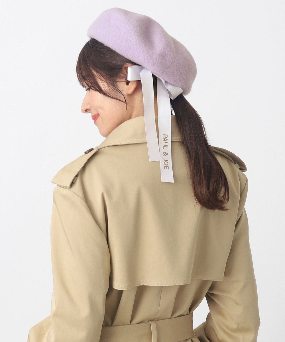 【ムーンバット/MOONBAT】のPAUL JOE ACCESSOIRES (ポールアンドジョー アクセソワ) バックリボン ベレー帽 インテリア・キッズ・メンズ・レディースファッション・服の通販 founy(ファニー) 　ファッション　Fashion　レディースファッション　Fashion for Women　キャップ&ハット　Hats & Caps　ガーリー　Girly, Feminine Style　コレクション　Collection, Seasonal Line　フォルム　Silhouette, Form　ベーシック　Basic, Essential　ラベンダー　Lavender　リボン　Ribbon, Bow　帽子　Hat, Headwear　A/W・秋冬　Autumn/Winter　ラベンダー|ID: prp329100004660744 ipo3291000000034256396