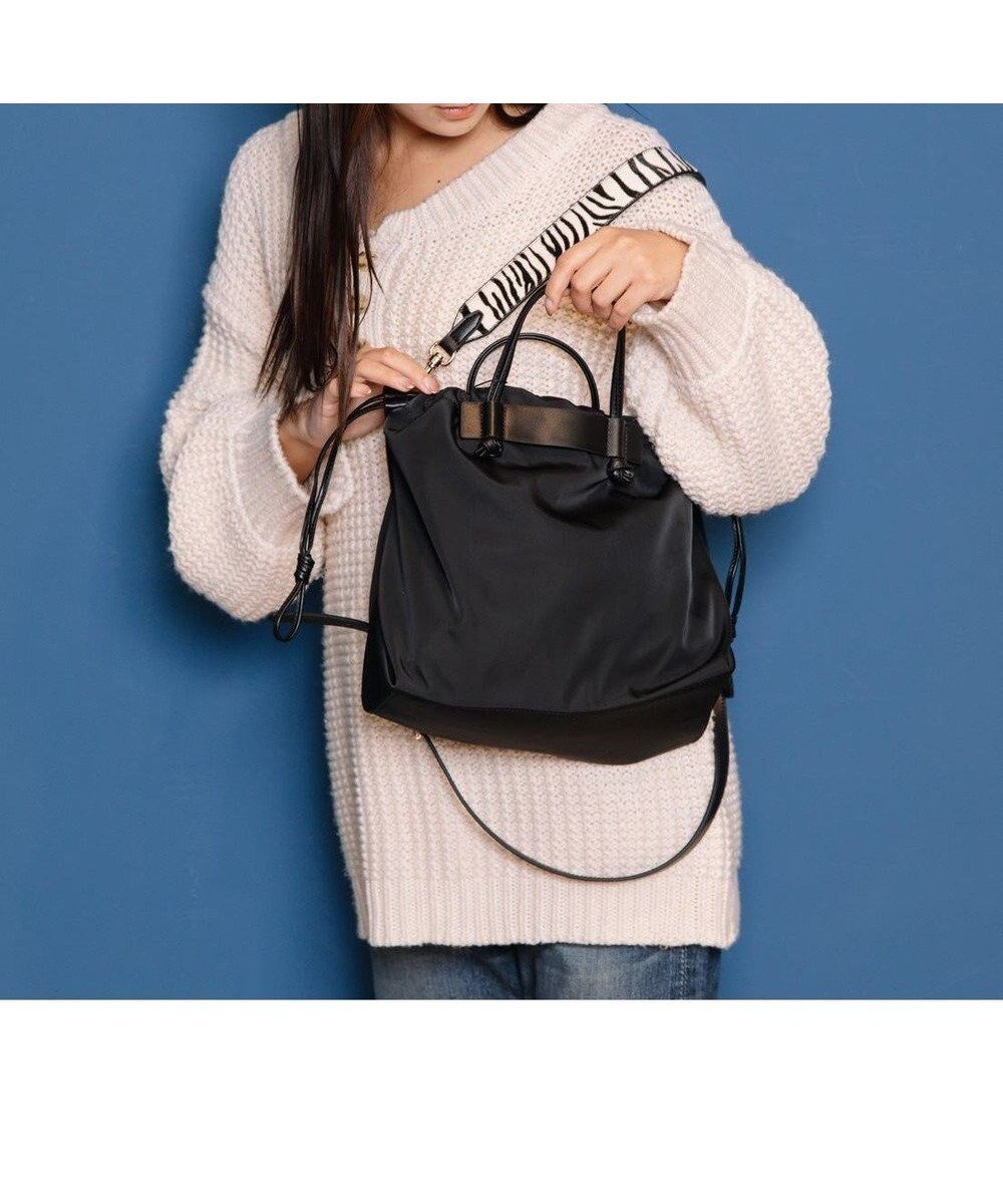 【アンビリオン/UNBILLION】のkakatoo ナイロンドローストリング3wayトートバッグ インテリア・キッズ・メンズ・レディースファッション・服の通販 founy(ファニー) 　ファッション　Fashion　レディースファッション　Fashion for Women　バッグ　Bags　おすすめ　Recommended / Our Picks　ギャザー　Gathered, Ruffled　ショルダー　Shoulder, Shoulder Strap　シンプル　Simple, Minimal　フェミニン　Feminine, Girly　ロング　Long, Long-Length　ビジネス 仕事 通勤　Business / Work / Commuting　ブラックアイボリー|ID: prp329100004660751 ipo3291000000034264939