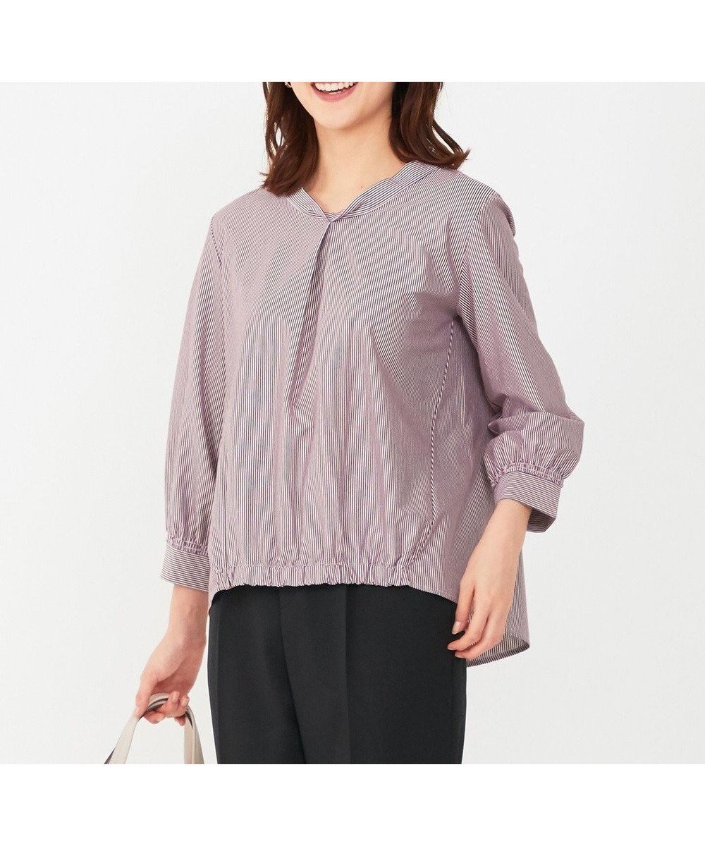 【エニィ スィス/any SiS】の【洗える】シルケットジャージーストライプ ブラウス 人気、トレンドファッション・服の通販 founy(ファニー) 　ファッション　Fashion　レディースファッション　Fashion for Women　トップス・カットソー　Cut & Sew Tops　シャツ・ブラウス・オフィスカジュアル　Elegant Blouses & Button-Ups　ロングTシャツ・Tシャツ　Longline T-Shirts & Tees　カットソー・ベーシックTシャツ　Cut-and-Sewn Tops / Stretch Tees & Basics　おすすめ　Recommended / Our Picks　カットソー　Cut and Sewn Top　ギャザー　Gathered, Ruffled　シルク　Silk, 100% Silk　シルケット　Silket, Silky Cotton　洗える　Machine Washable　A/W・秋冬　Autumn/Winter　 other-1|ID: prp329100004660766 ipo3291000000033728024