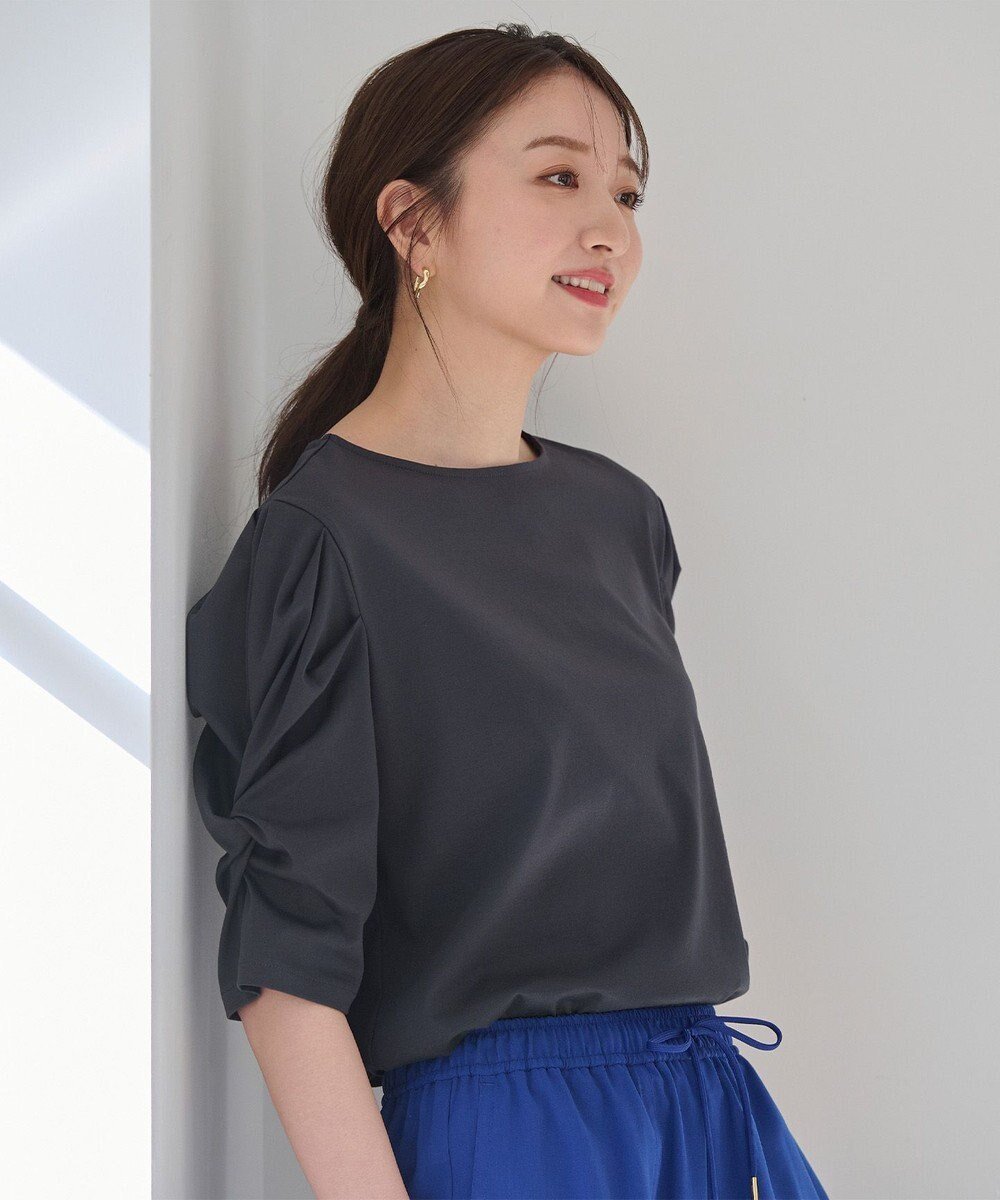 【エニー/ANY】の【接触冷感】シルケットスムース ツイストタックスリーブトップス インテリア・キッズ・メンズ・レディースファッション・服の通販 founy(ファニー) 　ファッション　Fashion　レディースファッション　Fashion for Women　トップス・カットソー　Cut & Sew Tops　シャツ・ブラウス・オフィスカジュアル　Elegant Blouses & Button-Ups　ロングTシャツ・Tシャツ　Longline T-Shirts & Tees　カットソー・ベーシックTシャツ　Cut-and-Sewn Tops / Stretch Tees & Basics　おすすめ　Recommended / Our Picks　カットソー　Cut and Sewn Top　シルケット　Silket, Silky Cotton　バランス　Balance, Style Balance　フェミニン　Feminine, Girly　夏　Summer　春　Spring　S/S・春夏　SS, Spring/Summer, Warm Season　チャコール|ID: prp329100004660771 ipo3291000000033728047