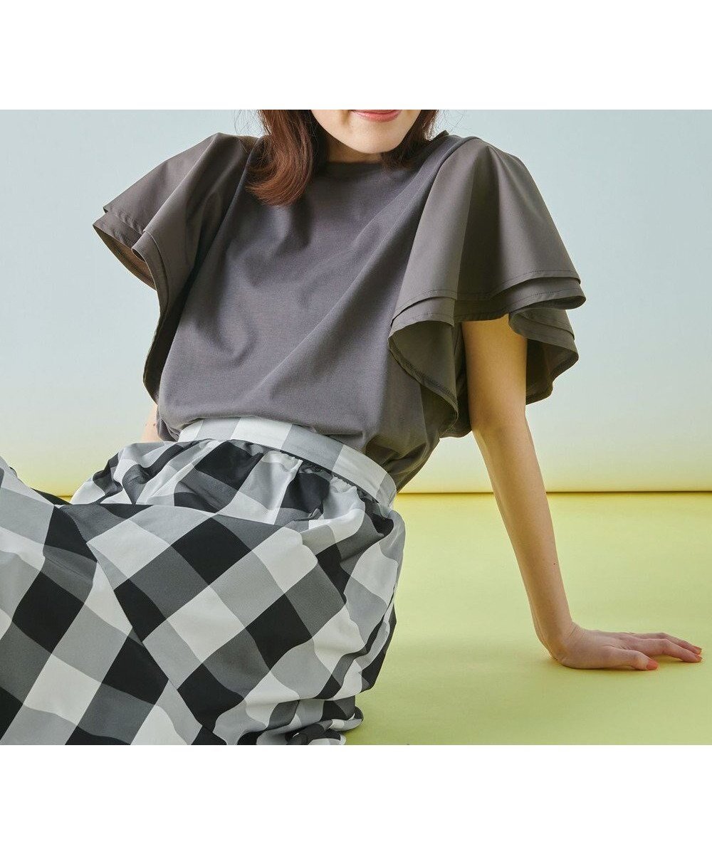 【エニー/ANY】の【シワになりにくい】ダブルフレアスリーブカットソー インテリア・キッズ・メンズ・レディースファッション・服の通販 founy(ファニー) ファッション Fashion レディースファッション Fashion for Women トップス・カットソー Cut & Sew Tops シャツ・ブラウス・オフィスカジュアル Elegant Blouses & Button-Ups ロングTシャツ・Tシャツ Longline T-Shirts & Tees カットソー・ベーシックTシャツ Cut-and-Sewn Tops / Stretch Tees & Basics 春 Spring カットソー Cut and Sewn Top 吸水 Absorbent, Quick-Dry ショルダー Shoulder, Shoulder Strap スリーブ Sleeve, Long Sleeve / Short Sleeve ダブル Double, Double-Breasted デニム Denim, Jeans Material フレア Flare, Flared S/S・春夏 SS, Spring/Summer, Warm Season 夏 Summer ブラウン|ID: prp329100004660772 ipo3291000000035722369