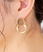 【ティアクラッセ/Tiaclasse】のカラーメタルリングピアス ゴールド×キャメル|ID: prp329100004660774 ipo3291000000034302421