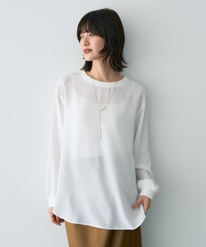 【イェッカ ヴェッカ/YECCA VECCA】のリブMIXジョーゼットブラウス インテリア・キッズ・メンズ・レディースファッション・服の通販 founy(ファニー) https://founy.com/ ファッション Fashion レディースファッション Fashion for Women トップス・カットソー Cut & Sew Tops シャツ・ブラウス・オフィスカジュアル Elegant Blouses & Button-Ups インナー Innerwear ジャケット Jacket, Outerwear ジョーゼット Georgette, Semi-Sheer Fabric ポケット Pocket, Pocket Detail A/W・秋冬 Autumn/Winter |ID: prp329100004660806 ipo3291000000033728158