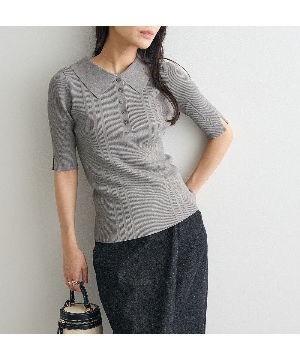 【クラフトスタンダードブティック/CRAFT STANDARD BOUTIQUE】の半袖2wayリブポロニット 人気、トレンドファッション・服の通販 founy(ファニー) 　ファッション　Fashion　レディースファッション　Fashion for Women　トップス・カットソー　Cut & Sew Tops　ニット　Knit Tops & Sweaters　インナー　Innerwear　シンプル　Simple, Minimal　ジャケット　Jacket, Outerwear　ストレッチ　Stretch, Stretchy Fabric　セーター　Sweater, Knitwear　デニム　Denim, Jeans Material　バランス　Balance, Style Balance　フレア　Flare, Flared　ベーシック　Basic, Essential　ポケット　Pocket, Pocket Detail　半袖　Short Sleeve, Half Sleeve　ワイド　Wide, Wide Fit　A/W・秋冬　Autumn/Winter　新作・新入荷　New Arrivals / New In　エレガント 上品　Elegant　ビジネス 仕事 通勤　Business / Work / Commuting　 other-1|ID: prp329100004660850 ipo3291000000033728320
