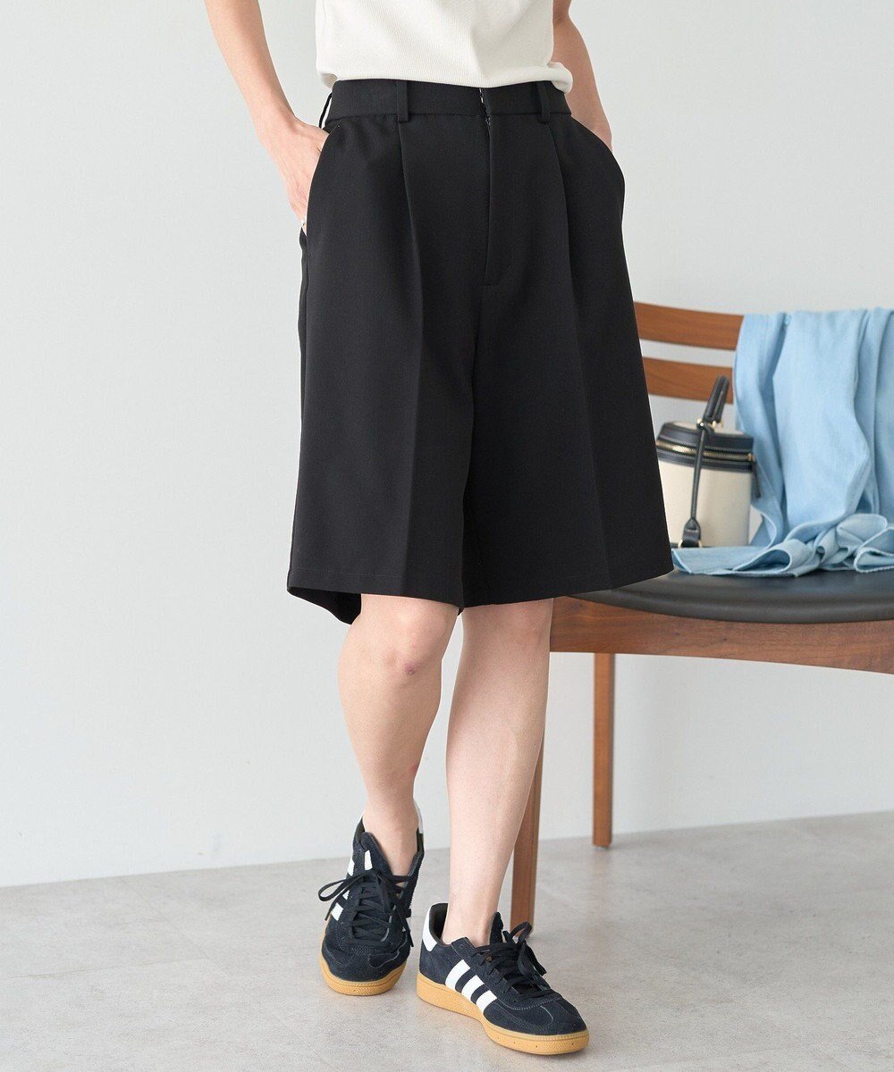 【アメリカンホリック/AMERICAN HOLIC】のイージーケアタックハーフパンツ インテリア・キッズ・メンズ・レディースファッション・服の通販 founy(ファニー) 　ファッション　Fashion　レディースファッション　Fashion for Women　パンツ　Pants & Trousers　ショートパンツ・ハーフパンツ　High-Waisted & Relaxed Shorts　アメリカン　American Style　スタイリッシュ　Stylish, Fashionable　ストレッチ　Stretch, Stretchy Fabric　ストレート　Straight, Straight Cut　センター　Center, Center Line　ハーフ　Half, Half-Length　ポケット　Pocket, Pocket Detail　ロング　Long, Long-Length　A/W・秋冬　Autumn/Winter　新作・新入荷　New Arrivals / New In　おすすめ　Recommended / Our Picks　Black|ID: prp329100004660936 ipo3291000000033728583