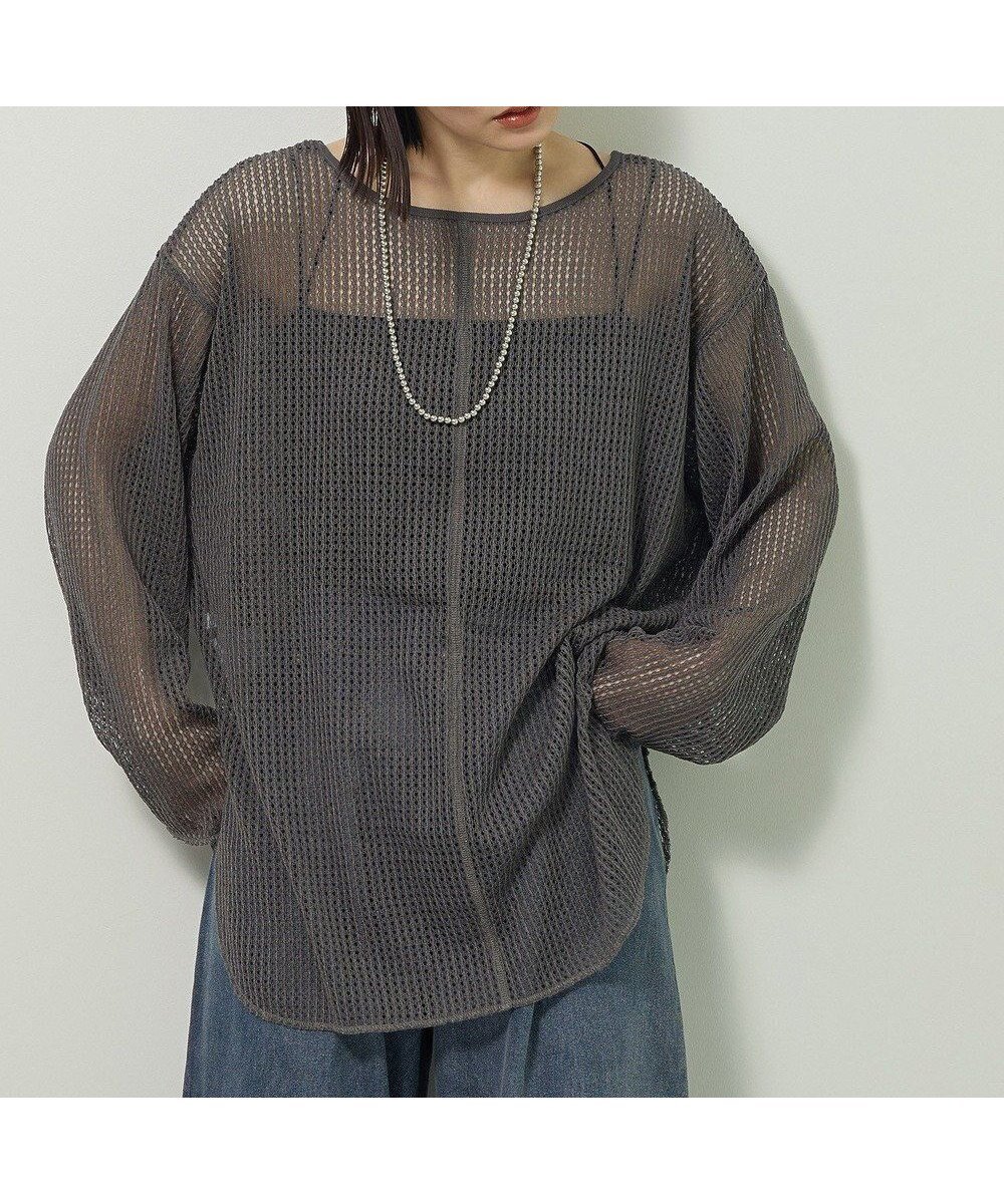 【グリーンパークス/Green Parks】のメッシュ長袖ゆるカットプルオーバー 人気、トレンドファッション・服の通販 founy(ファニー) 　ファッション　Fashion　レディースファッション　Fashion for Women　トップス・カットソー　Cut & Sew Tops　シャツ・ブラウス・オフィスカジュアル　Elegant Blouses & Button-Ups　ロングTシャツ・Tシャツ　Longline T-Shirts & Tees　カジュアルプルオーバー・ニットトップス　Pullovers & Knit Tops / Casual Pullovers　カットソー・ベーシックTシャツ　Cut-and-Sewn Tops / Stretch Tees & Basics　おすすめ　Recommended / Our Picks　インナー　Innerwear　カットソー　Cut and Sewn Top　トレンド　Trend, Trending Now　ポケット　Pocket, Pocket Detail　メッシュ　Mesh, Net Fabric　A/W・秋冬　Autumn/Winter　長袖　Long Sleeve, Full Sleeve　 other-1|ID: prp329100004660945 ipo3291000000033728632