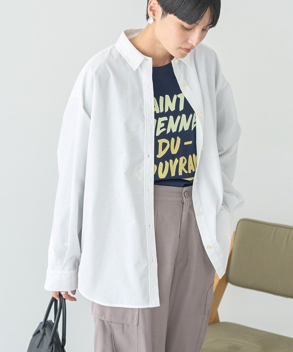 【アメリカンホリック/AMERICAN HOLIC】のイージーケアブロードシャツ インテリア・キッズ・メンズ・レディースファッション・服の通販 founy(ファニー) 　ファッション　Fashion　レディースファッション　Fashion for Women　トップス・カットソー　Cut & Sew Tops　シャツ・ブラウス・オフィスカジュアル　Elegant Blouses & Button-Ups　アメリカン　American Style　シンプル　Simple, Minimal　スタイリッシュ　Stylish, Fashionable　ブロード　Broadcloth, Fine Cotton　ポケット　Pocket, Pocket Detail　羽織　Haori, Light Jacket　A/W・秋冬　Autumn/Winter　Stripe White|ID: prp329100004660986 ipo3291000000033728828
