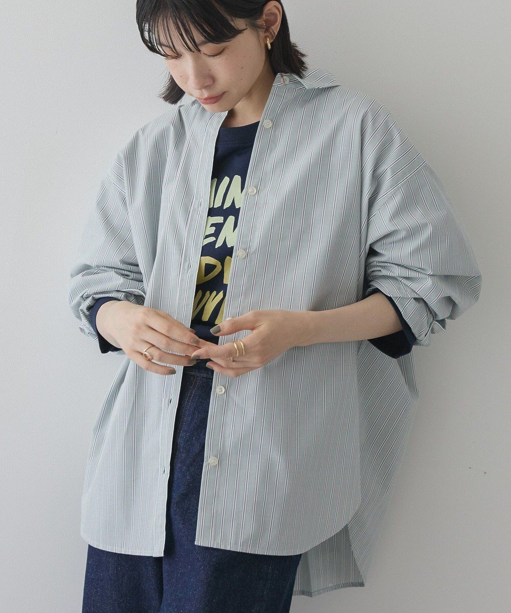 【アメリカンホリック/AMERICAN HOLIC】のイージーケアブロードシャツ インテリア・キッズ・メンズ・レディースファッション・服の通販 founy(ファニー) 　ファッション　Fashion　レディースファッション　Fashion for Women　トップス・カットソー　Cut & Sew Tops　シャツ・ブラウス・オフィスカジュアル　Elegant Blouses & Button-Ups　アメリカン　American Style　シンプル　Simple, Minimal　スタイリッシュ　Stylish, Fashionable　ブロード　Broadcloth, Fine Cotton　ポケット　Pocket, Pocket Detail　羽織　Haori, Light Jacket　A/W・秋冬　Autumn/Winter　Stripe Gray|ID: prp329100004660986 ipo3291000000033728836