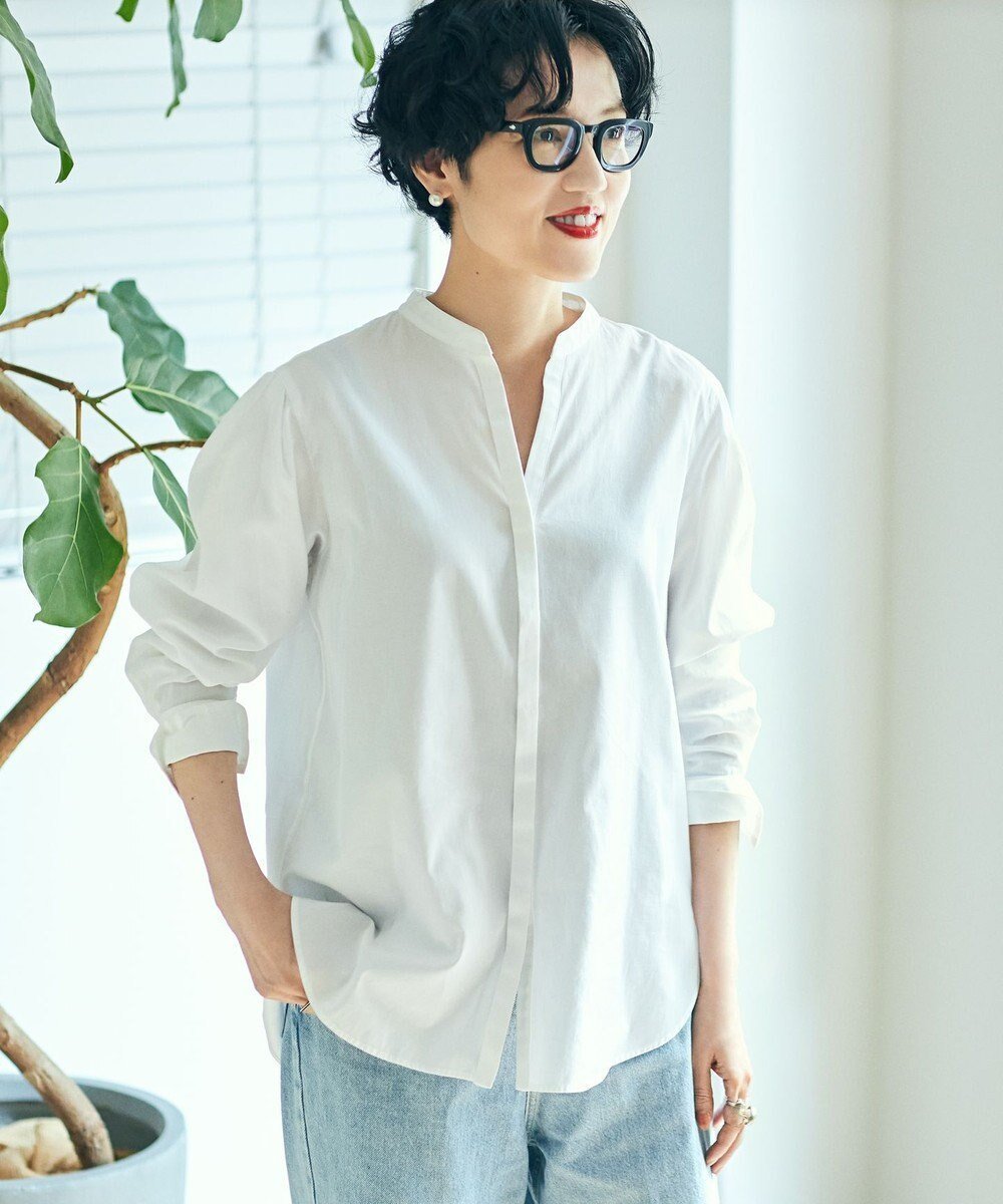 【23区/NIJYUSANKU】の【mi-molletコラボ/洗える】CANCLINI デザイン シャツ 人気、トレンドファッション・服の通販 founy(ファニー) 　ファッション　Fashion　レディースファッション　Fashion for Women　トップス・カットソー　Cut & Sew Tops　シャツ・ブラウス・オフィスカジュアル　Elegant Blouses & Button-Ups　イタリア　Italy　インナー　Innerwear　インポート　Imported Fashion　洗える　Machine Washable　カフス　Cuff Design　クラシック　Classic, Timeless Style　コラボ　Collaboration, Collab　スキッパー　Skipper, Open Collar　スタイリッシュ　Stylish, Fashionable　ストライプ　Stripe, Striped Pattern　スリーブ　Sleeve, Long Sleeve / Short Sleeve　ツイル　Twist, Twisted Detail　トレンド　Trend, Trending Now　定番　Standard, Basic Item　ハーフ　Half, Half-Length　フェミニン　Feminine, Girly　ベーシック　Basic, Essential　メンズ　Men's, Menswear　無地　Plain, Solid Color　A/W・秋冬　Autumn/Winter　エレガント 上品　Elegant　2025年　2025　2025-2026秋冬・A/W　Autumn/Winter 2025–26 AW25–26　 other-1|ID: prp329100004661124 ipo3291000000033729836