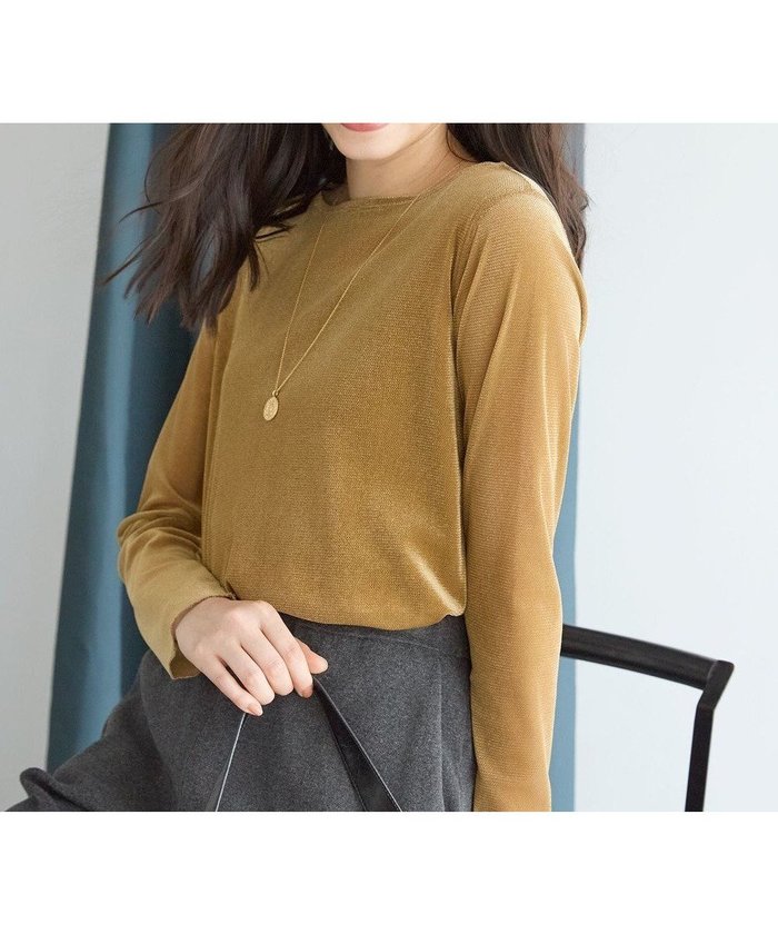【23区/NIJYUSANKU】の【SLOW/一部店舗限定】ブラッシュドチュール メッシュベロア カットソー インテリア・キッズ・メンズ・レディースファッション・服の通販 founy(ファニー) https://founy.com/ ファッション Fashion レディースファッション Fashion for Women トップス・カットソー Cut & Sew Tops シャツ・ブラウス・オフィスカジュアル Elegant Blouses & Button-Ups ロングTシャツ・Tシャツ Longline T-Shirts & Tees カットソー・ベーシックTシャツ Cut-and-Sewn Tops / Stretch Tees & Basics ベロアトップス Velour Tops / Velvet-Look Items 秋 Autumn カットソー Cut and Sewn Top クール Cool, Chic シンプル Simple, Minimal ベロア Velour, Soft Velvet メッシュ Mesh, Net Fabric ラウンド Round, Round Neck ロング Long, Long-Length A/W・秋冬 Autumn/Winter エレガント 上品 Elegant 2025年 2025 2025-2026秋冬・A/W Autumn/Winter 2025–26 AW25–26 |ID: prp329100004661130 ipo3291000000033729872