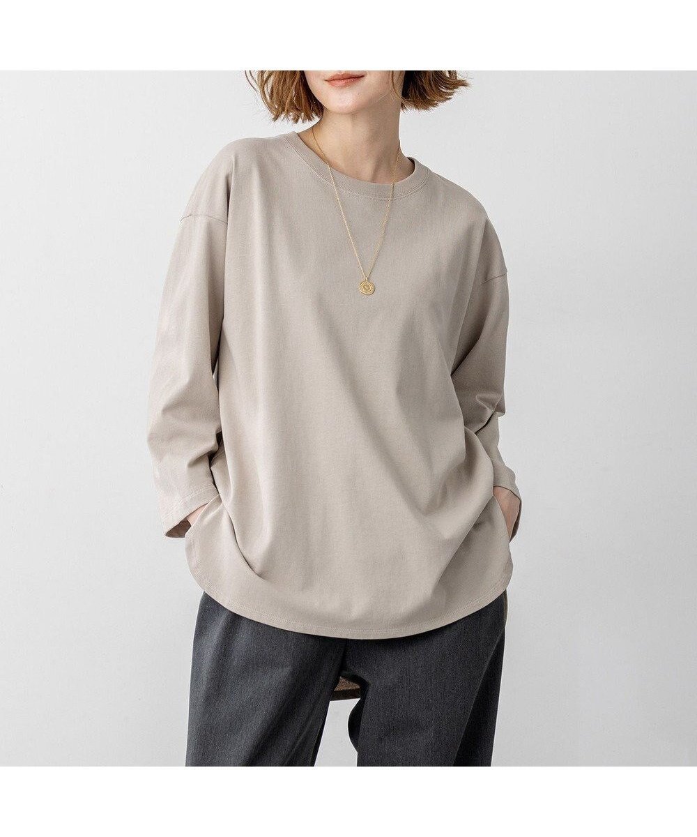 【23区/NIJYUSANKU】の【SLOW/一部店舗限定】MVSコットン チュニック シンプルTEE インテリア・キッズ・メンズ・レディースファッション・服の通販 founy(ファニー) 　ファッション　Fashion　レディースファッション　Fashion for Women　トップス・カットソー　Cut & Sew Tops　シャツ・ブラウス・オフィスカジュアル　Elegant Blouses & Button-Ups　ロングTシャツ・Tシャツ　Longline T-Shirts & Tees　カットソー・ベーシックTシャツ　Cut-and-Sewn Tops / Stretch Tees & Basics　ヴィンテージ　Vintage Style　カットソー　Cut and Sewn Top　シンプル　Simple, Minimal　チュニック　Tunic, Long Top　プリーツ　Pleats, Pleated　A/W・秋冬　Autumn/Winter　新作・新入荷　New Arrivals / New In　おすすめ　Recommended / Our Picks　2025年　2025　2025-2026秋冬・A/W　Autumn/Winter 2025–26 AW25–26　ベージュ系|ID: prp329100004661137 ipo3291000000033729926