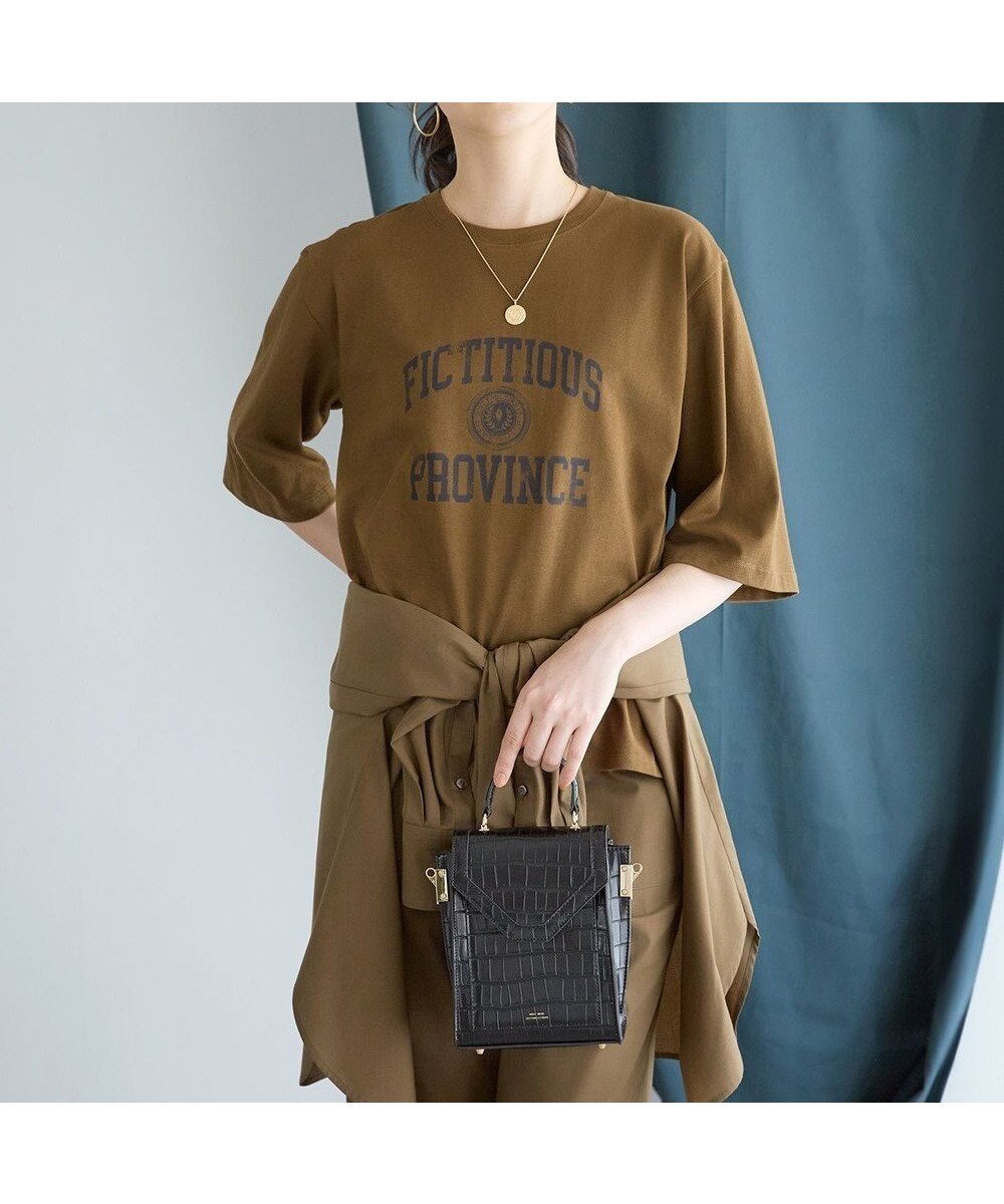 【23区/NIJYUSANKU】の【SLOW/一部店舗限定】MVSコットン ヴィンテージ風 ロゴTEE インテリア・キッズ・メンズ・レディースファッション・服の通販 founy(ファニー) 　ファッション　Fashion　レディースファッション　Fashion for Women　トップス・カットソー　Cut & Sew Tops　シャツ・ブラウス・オフィスカジュアル　Elegant Blouses & Button-Ups　ロングTシャツ・Tシャツ　Longline T-Shirts & Tees　カットソー・ベーシックTシャツ　Cut-and-Sewn Tops / Stretch Tees & Basics　ヴィンテージ　Vintage Style　秋　Autumn　カットソー　Cut and Sewn Top　シンプル　Simple, Minimal　チュニック　Tunic, Long Top　プリント　Print, Printed Pattern　A/W・秋冬　Autumn/Winter　2025年　2025　2025-2026秋冬・A/W　Autumn/Winter 2025–26 AW25–26　カーキ系|ID: prp329100004661141 ipo3291000000036272516