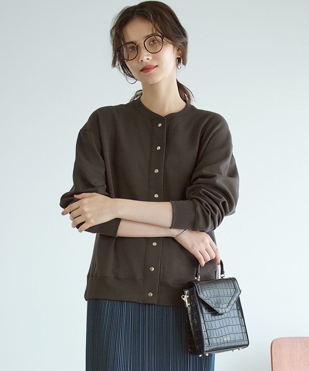 【23区/NIJYUSANKU】の【SLOW/一部店舗限定】ライトダンボール カーディガン インテリア・キッズ・メンズ・レディースファッション・服の通販 founy(ファニー) 　ファッション　Fashion　レディースファッション　Fashion for Women　トップス・カットソー　Cut & Sew Tops　カーディガン・羽織り　Layered Style Cardigans　インナー　Innerwear　カーディガン　Cardigan, Knitwear　コーデュロイ　Corduroy, Cord Fabric　スウェット / スエット　Sweatshirt, Sweatwear　スキッパー　Skipper, Open Collar　バルーン　Balloon, Balloon Silhouette　ブルゾン　Blouson, Bomber Jacket　A/W・秋冬　Autumn/Winter　おすすめ　Recommended / Our Picks　2025年　2025　2025-2026秋冬・A/W　Autumn/Winter 2025–26 AW25–26　グレー系|ID: prp329100004661161 ipo3291000000034244272