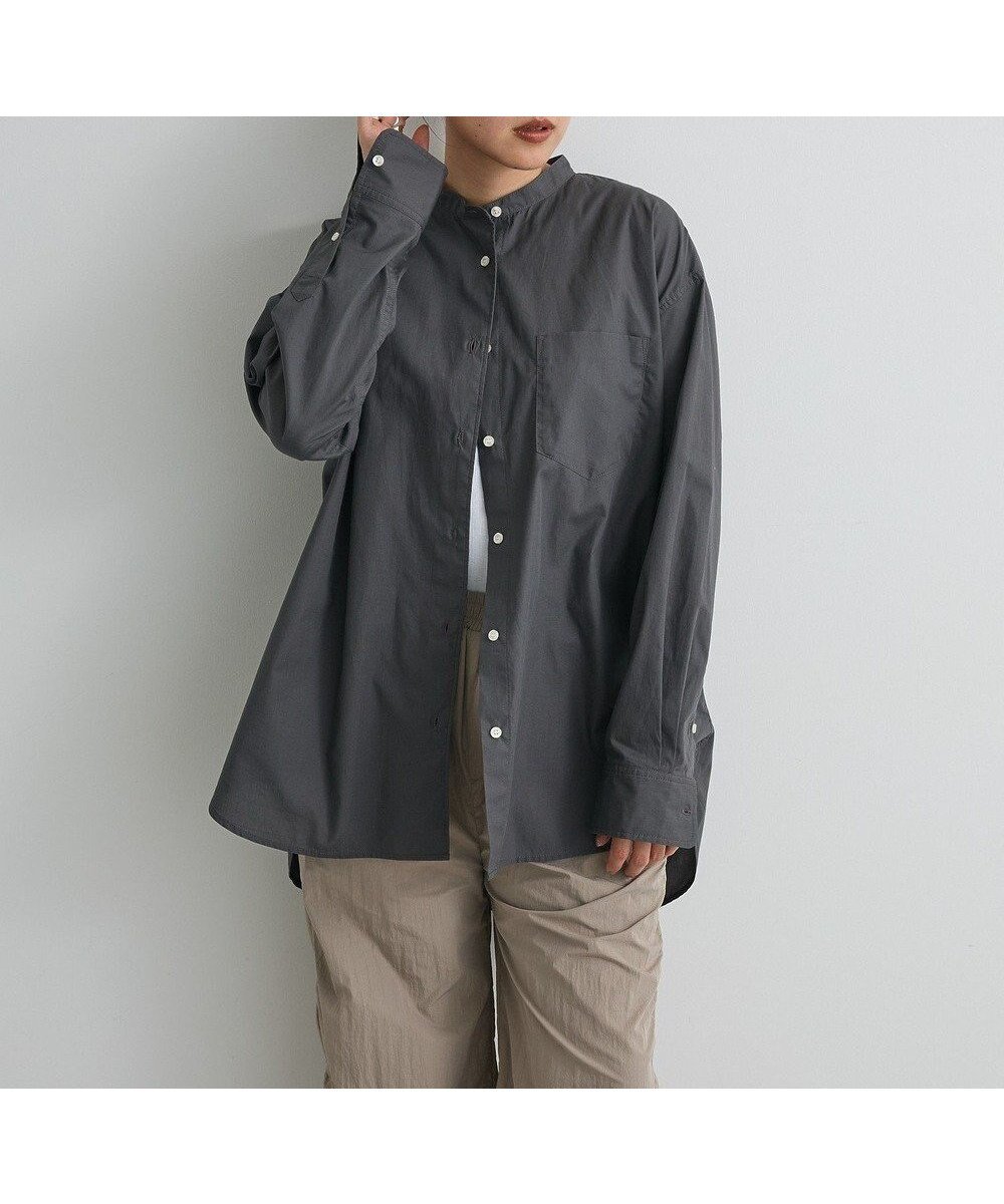 【クラフトスタンダードブティック/CRAFT STANDARD BOUTIQUE】のバンドカラーシャツ インテリア・キッズ・メンズ・レディースファッション・服の通販 founy(ファニー) 　ファッション　Fashion　レディースファッション　Fashion for Women　トップス・カットソー　Cut & Sew Tops　シャツ・ブラウス・オフィスカジュアル　Elegant Blouses & Button-Ups　サンダル　Sandals, Summer Shoes　ストライプ　Stripe, Striped Pattern　スラックス　Slacks, Dress Pants　タンク　Tank Top, Sleeveless Top　バランス　Balance, Style Balance　フラット　Flat, Flat Shoes　ポケット　Pocket, Pocket Detail　羽織　Haori, Light Jacket　無地　Plain, Solid Color　A/W・秋冬　Autumn/Winter　おすすめ　Recommended / Our Picks　夏　Summer　旅行　Travel　ビジネス 仕事 通勤　Business / Work / Commuting　Charcoal Gray|ID: prp329100004661195 ipo3291000000033730240