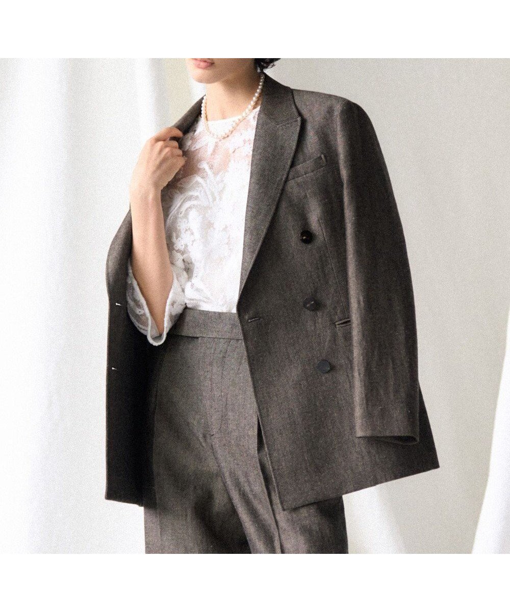 【23区/NIJYUSANKU】の【GOLD LABEL】ウールリネンツイル ジャケット インテリア・キッズ・メンズ・レディースファッション・服の通販 founy(ファニー) 　ファッション　Fashion　レディースファッション　Fashion for Women　アウター　Coat / Outerwear Collection　レディースジャケット・軽アウター　Jackets　テーラードジャケット / 通勤・きれいめスタイル　Tailored Jackets & Blazers　ヴィンテージ　Vintage Style　コレクション　Collection, Seasonal Line　シンプル　Simple, Minimal　ジャケット　Jacket, Outerwear　スマート　Smart, Elegant　セットアップ　Set-Up, Coordinated Outfit　ダブル　Double, Double-Breasted　ツイル　Twist, Twisted Detail　フラット　Flat, Flat Shoes　リネン　Linen, Linen Fabric　A/W・秋冬　Autumn/Winter　冬　Winter / This Winter　新作・新入荷　New Arrivals / New In　おすすめ　Recommended / Our Picks　2025年　2025　2025-2026秋冬・A/W　Autumn/Winter 2025–26 AW25–26　ダークブラウン系|ID: prp329100004661227 ipo3291000000033730374