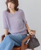 【アメリカンホリック/AMERICAN HOLIC】のモヘヤ風シアー半袖ニットトップス Lavender|ID: prp329100004661258 ipo3291000000033730493