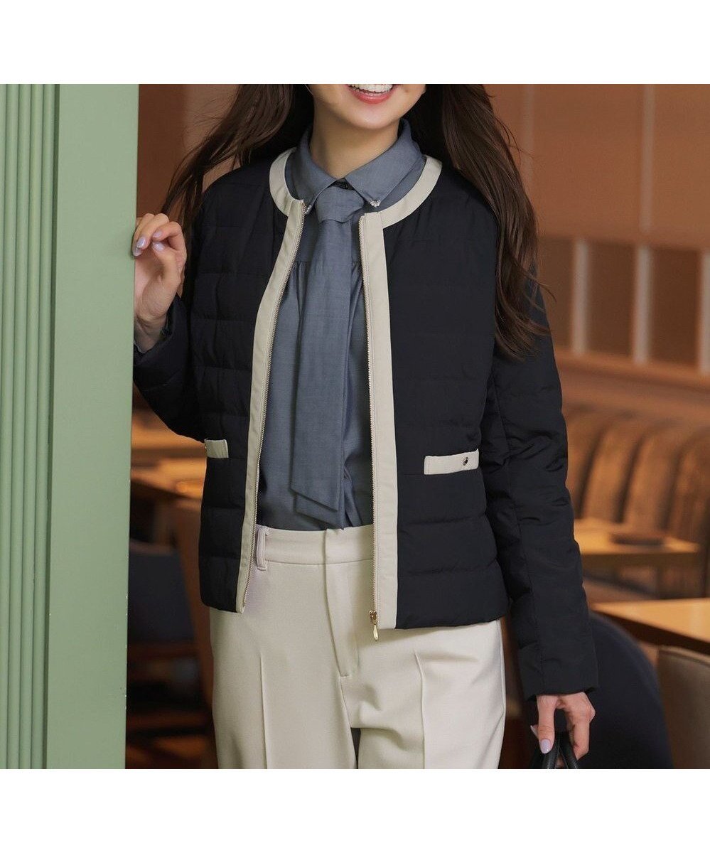 【エニィ スィス/any SiS】の【2WAY】ノーカラーダウン ジャケット インテリア・キッズ・メンズ・レディースファッション・服の通販 founy(ファニー) ファッション Fashion レディースファッション Fashion for Women アウター Coat / Outerwear Collection コート・ロングコート・ピーコート Long Coats, Peacoats & More レディースジャケット・軽アウター Jackets インナー Innerwear 軽量 Lightweight, Ultra Light ジャケット Jacket, Outerwear タフタ Taffeta, Structured Fabric ダウン Down, Puffer チェスターコート Chester Coat, Long Coat ツイード Twill, Twill Weave パイピング Piping, Trim Design フェザー Feather, Feather Detail ポケット Pocket, Pocket Detail ミドル Middle Length, Mid Height A/W・秋冬 Autumn/Winter おすすめ Recommended / Our Picks エレガント 上品 Elegant 新作・新入荷 New Arrivals / New In ネイビー×ベージュ|ID: prp329100004661267 ipo3291000000033881027