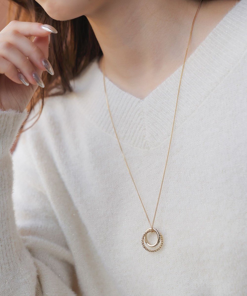 【エニィ スィス/any SiS】のダブルリング ネックレス インテリア・キッズ・メンズ・レディースファッション・服の通販 founy(ファニー) 　ファッション　Fashion　レディースファッション　Fashion for Women　ジュエリー　Jewelry　ファッションリング　Fashion Rings　ネックレス　Necklaces & Pendants　アクセサリー　Fashion Accessories　ダブル　Double, Double-Breasted　ネックレス　Necklace, Pendant Necklace　ロング　Long, Long-Length　新作・新入荷　New Arrivals / New In　ライトゴールド|ID: prp329100004661273 ipo3291000000035763943