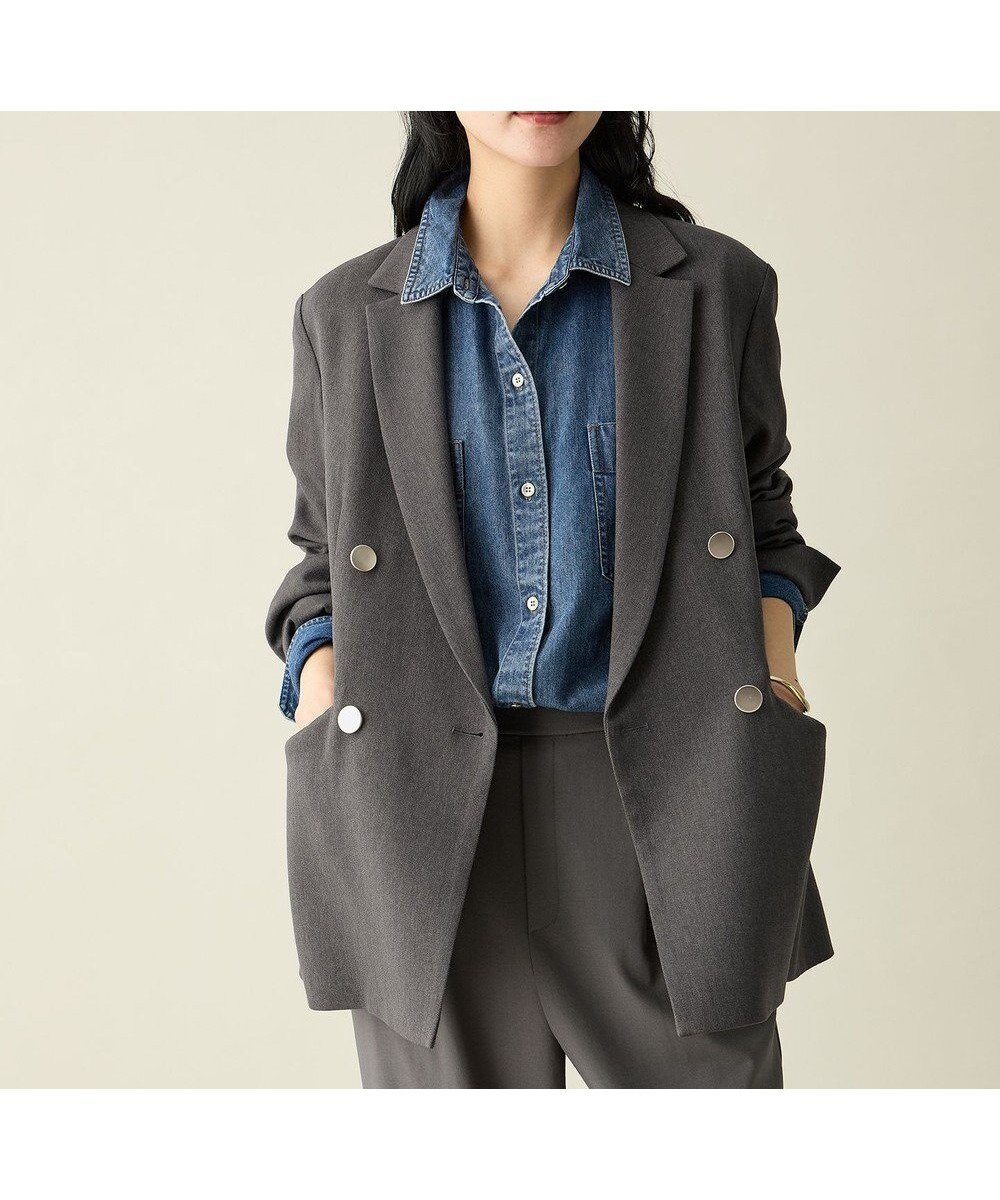 【エニィファム/any FAM】のウーリッシュWブレストジャケット インテリア・キッズ・メンズ・レディースファッション・服の通販 founy(ファニー) 　ファッション　Fashion　レディースファッション　Fashion for Women　アウター　Coat / Outerwear Collection　レディースジャケット・軽アウター　Jackets　テーラードジャケット / 通勤・きれいめスタイル　Tailored Jackets & Blazers　新作・新入荷　New Arrivals / New In　おすすめ　Recommended / Our Picks　インナー　Innerwear　クラシック　Classic, Timeless Style　ジャケット　Jacket, Outerwear　デニム　Denim, Jeans Material　バランス　Balance, Style Balance　パーカー　Hoodie, Parka　秋　Autumn　A/W・秋冬　Autumn/Winter　ビジネス 仕事 通勤　Business / Work / Commuting　チャコール|ID: prp329100004661287 ipo3291000000033730593