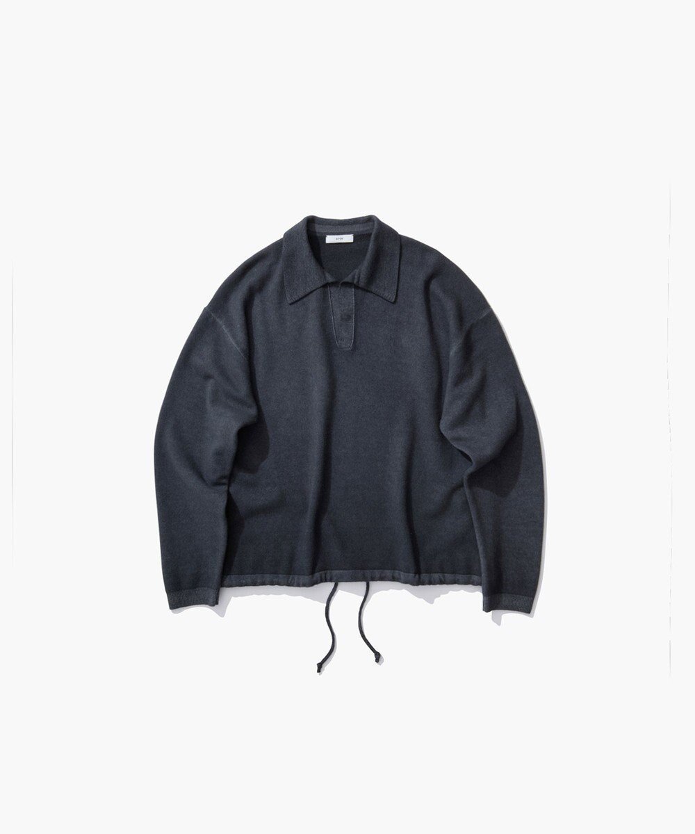 【エイトン/ATON】のVINTAGE KNIT スキッパーポロセーター インテリア・キッズ・メンズ・レディースファッション・服の通販 founy(ファニー) 　ファッション　Fashion　レディースファッション　Fashion for Women　トップス・カットソー　Cut & Sew Tops　ニット　Knit Tops & Sweaters　新作・新入荷　New Arrivals / New In　セーター　Sweater, Knitwear　ダウン　Down, Puffer　ブラウジング　Blouson Silhouette, Cinched Waist　ボトム　Bottoms, Lower Wear　A/W・秋冬　Autumn/Winter　CHARCOAL GRAY|ID: prp329100004661321 ipo3291000000033730724